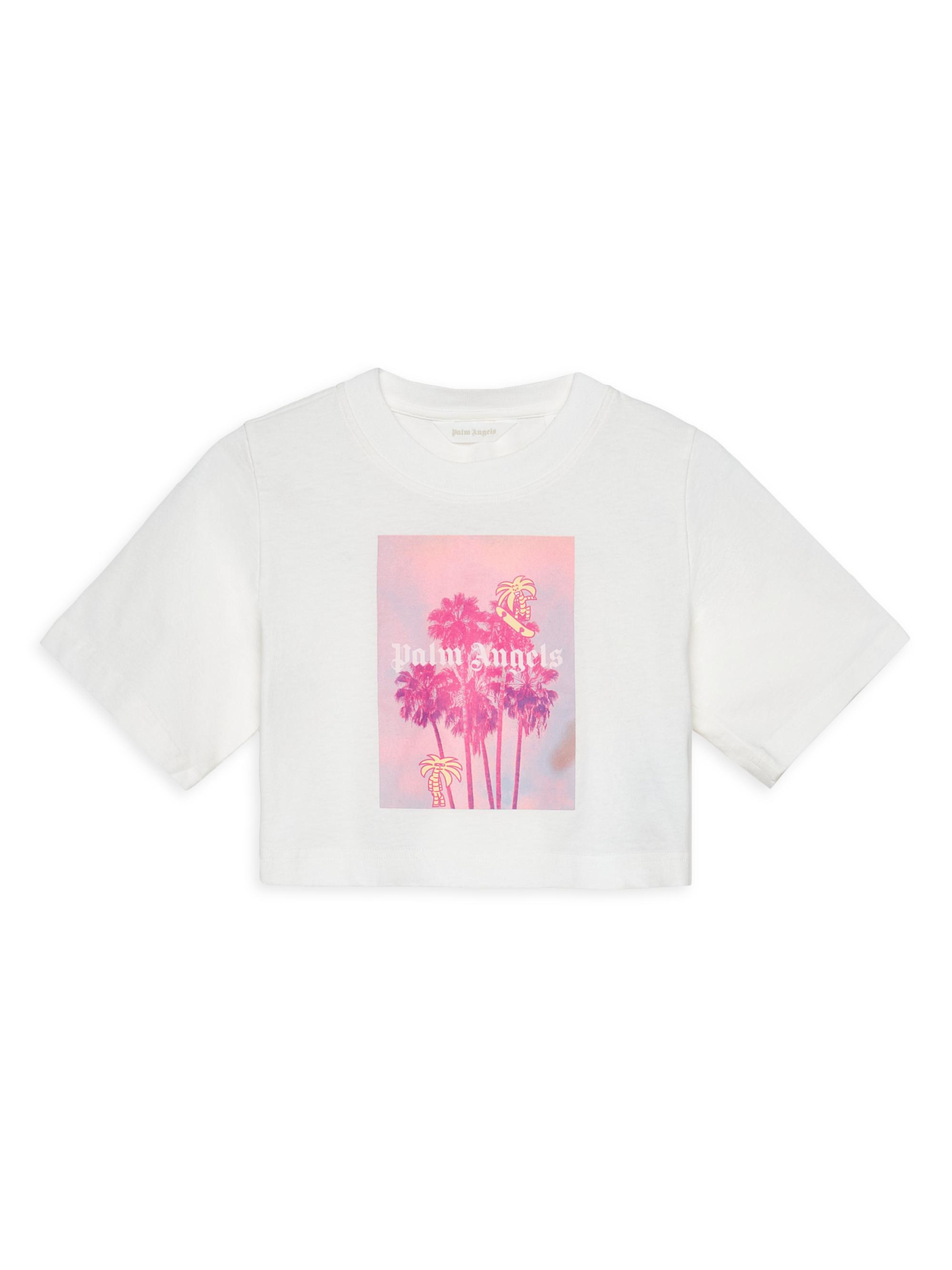Palm Angels Little Girl's & Girl's Palms Landscape Crop T-Shirt - Off White