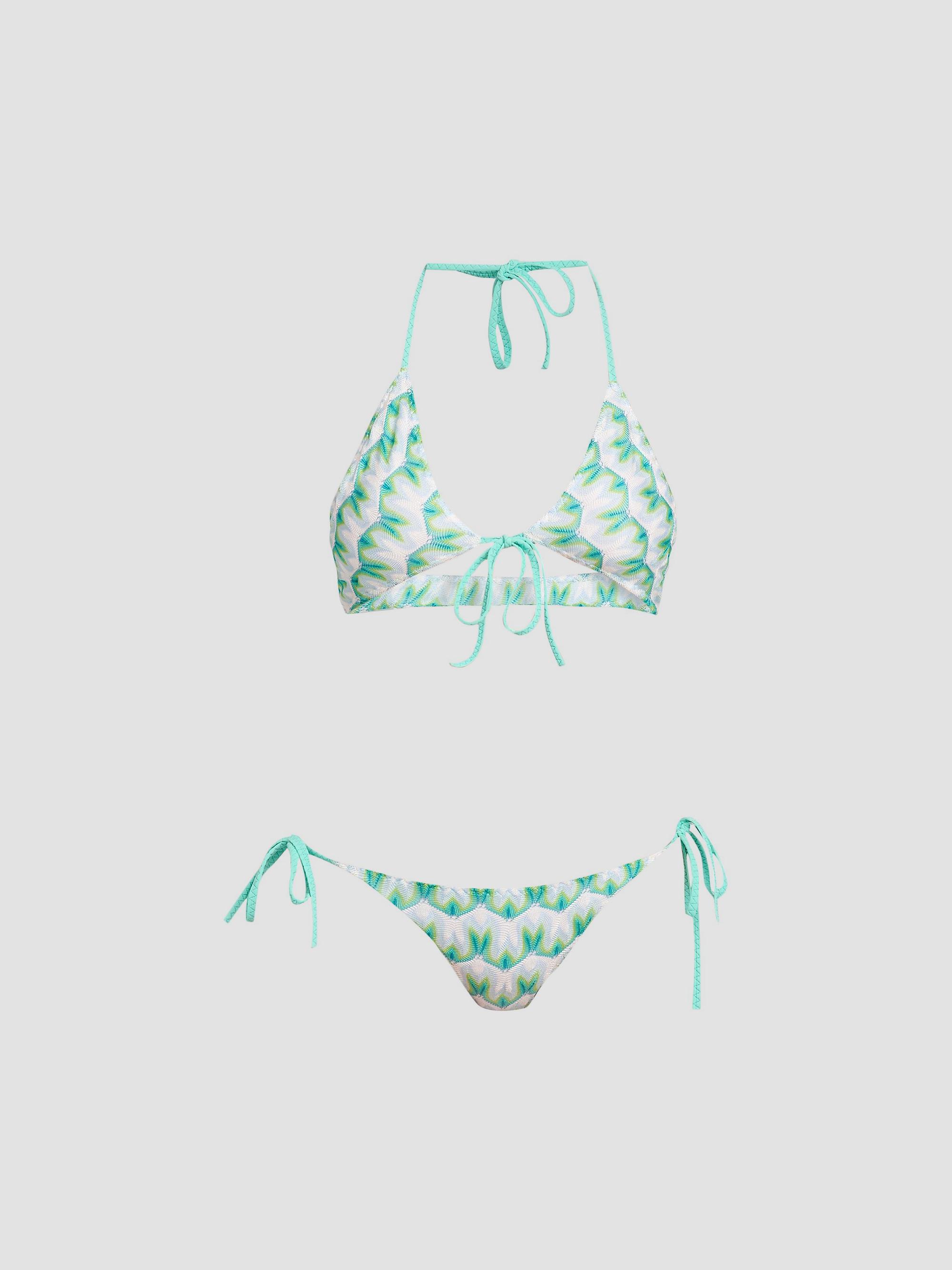 Missoni Women's Tie-Front Knit Bikini - Multi Light Blue Green | Thumbnail 6