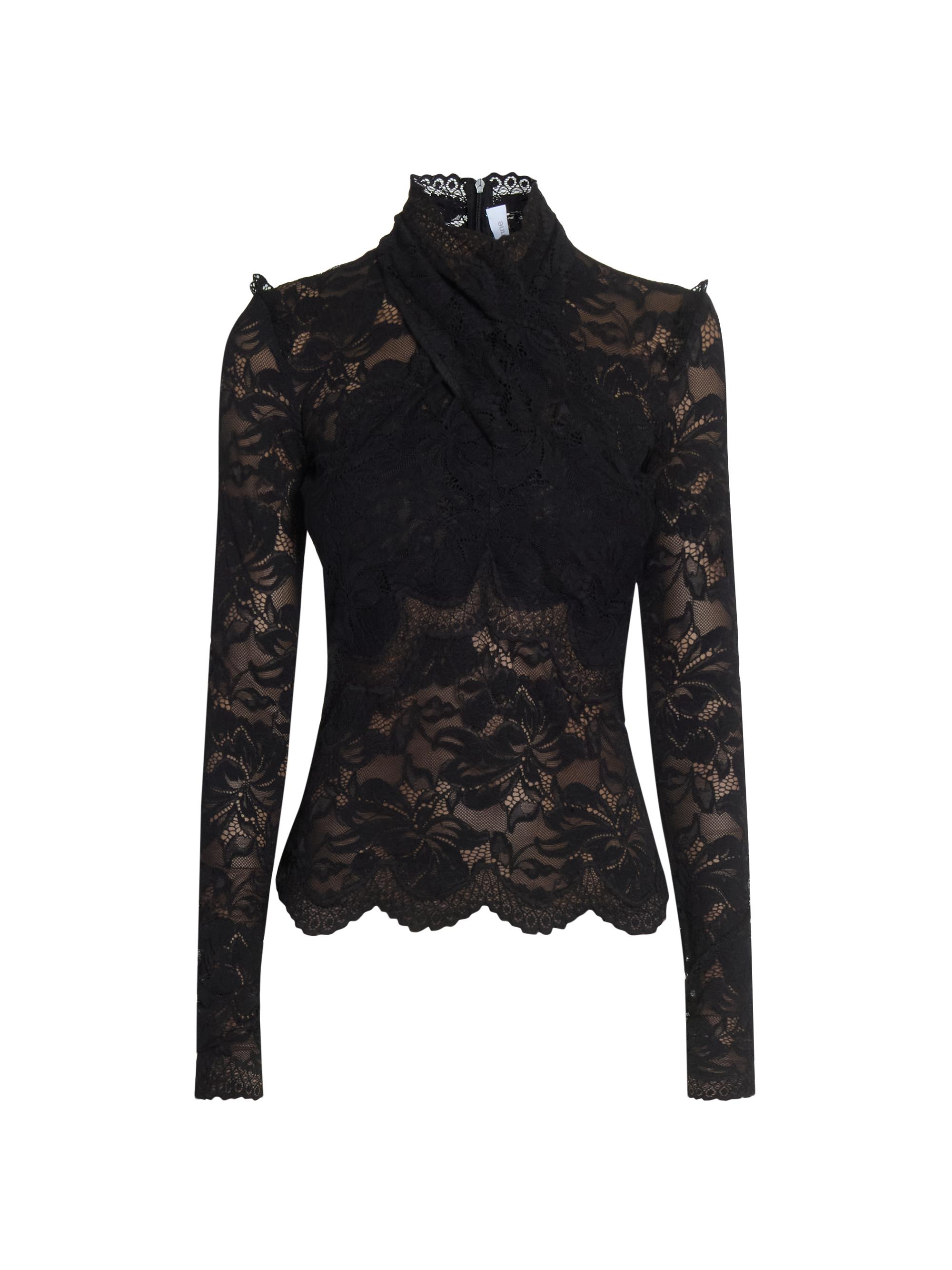 Rabanne Women's Lace Wrap Long-Sleeve Top - Black