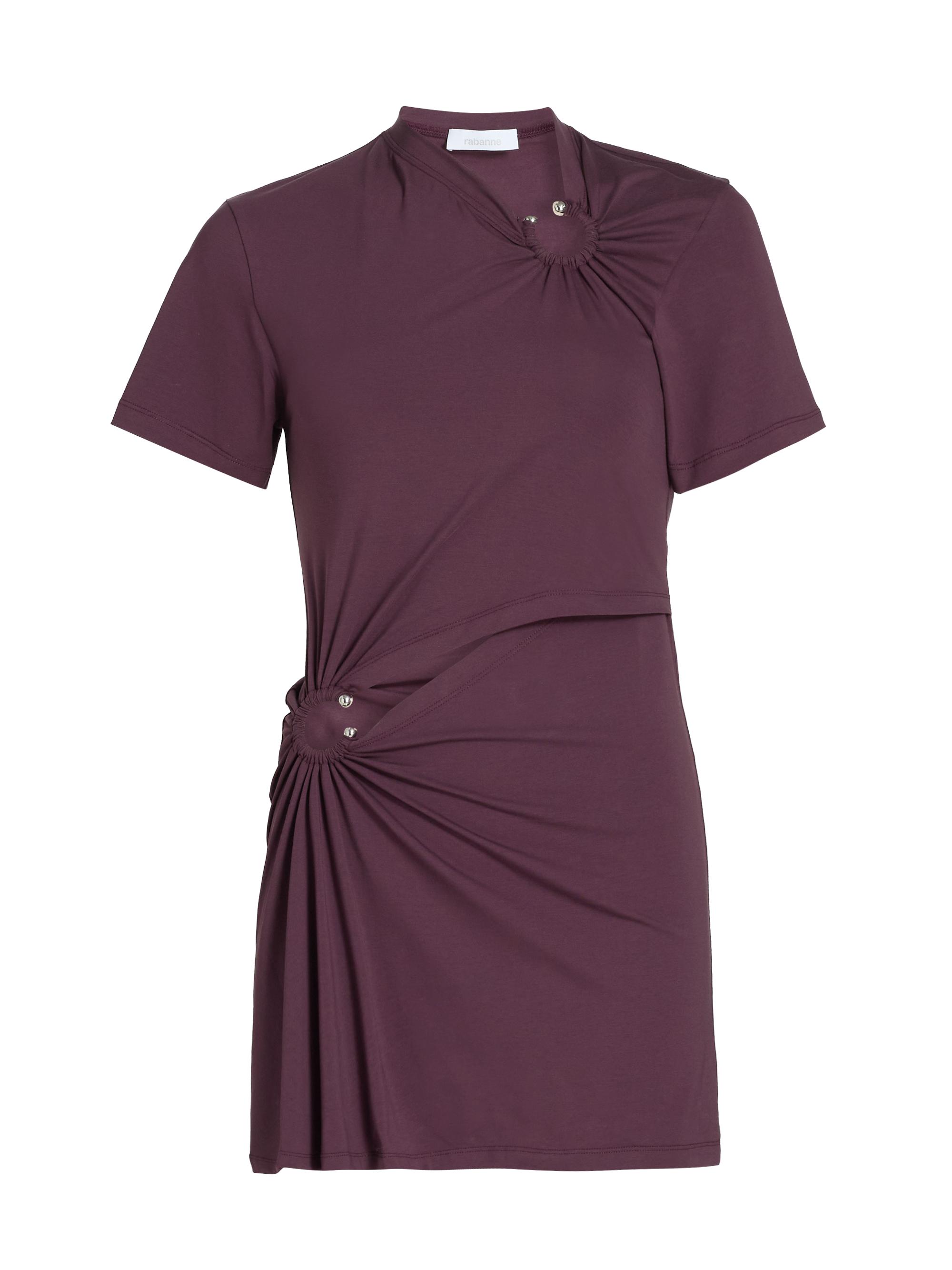 Rabanne Women's Ring-Accented Gathered Minidress - Red Wine