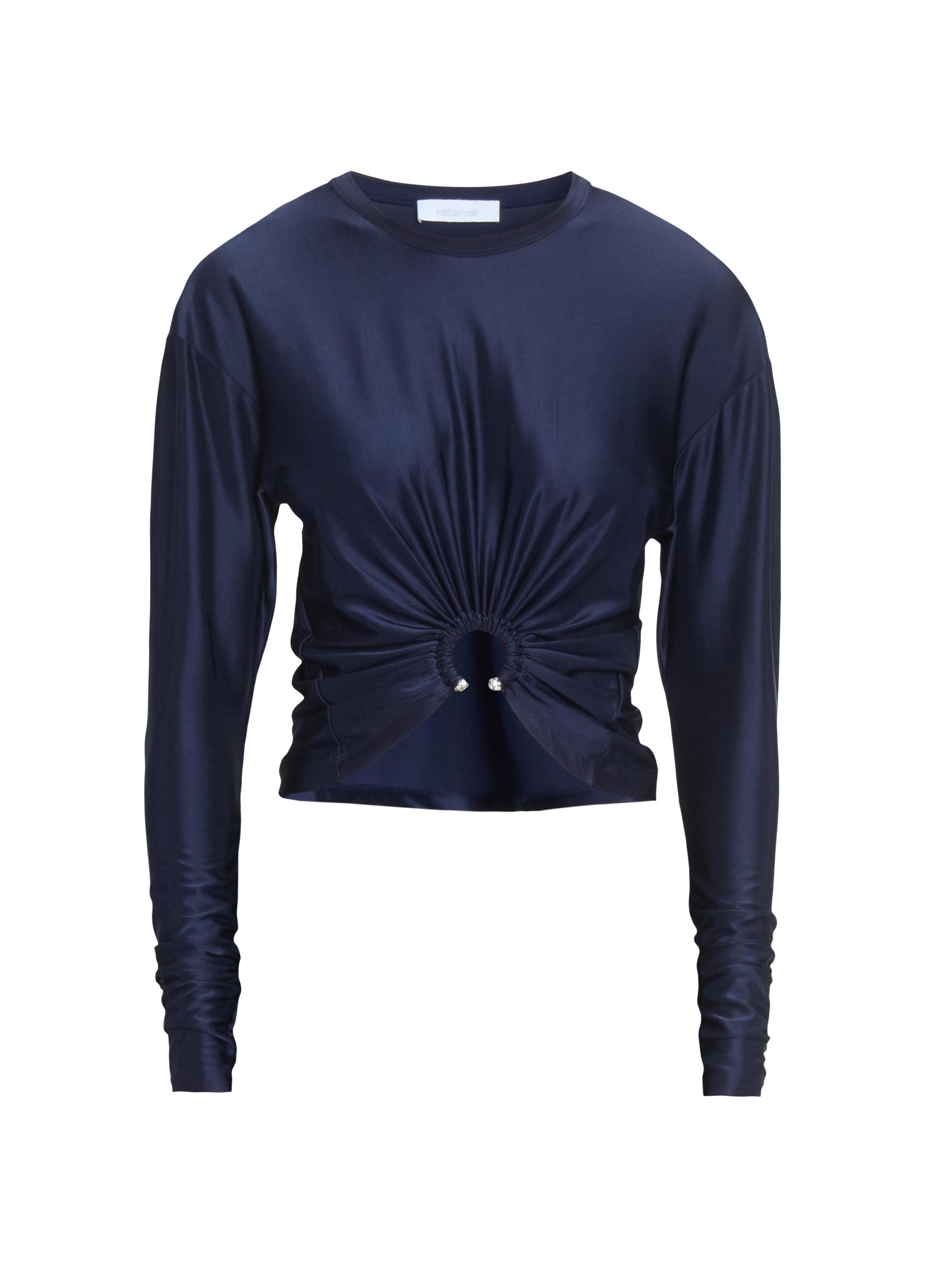 Rabanne Women's Jersey Ring Crop Top - Deep Navy