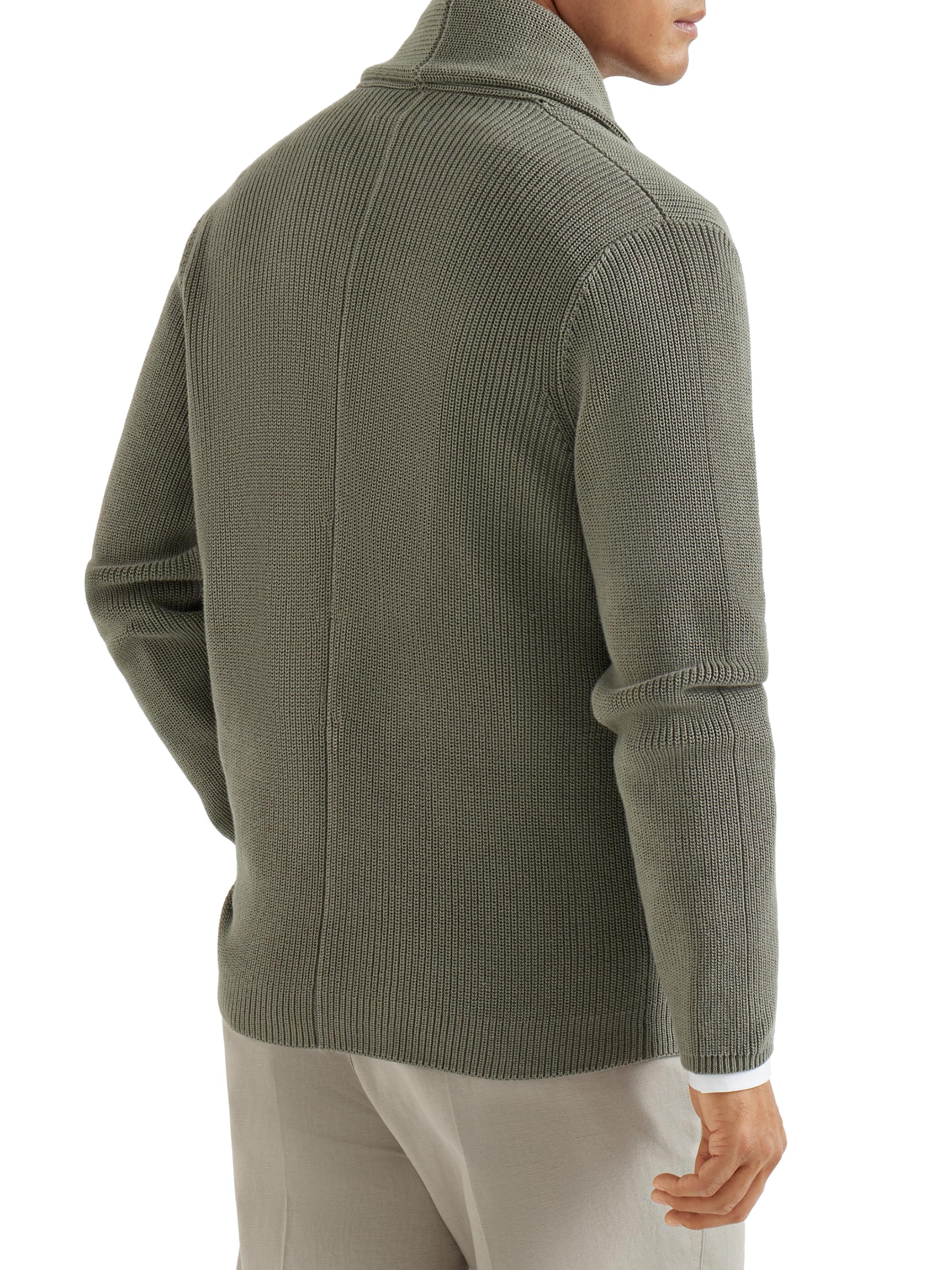 Cotton Half English Rib Cardigan with Metal Buttons