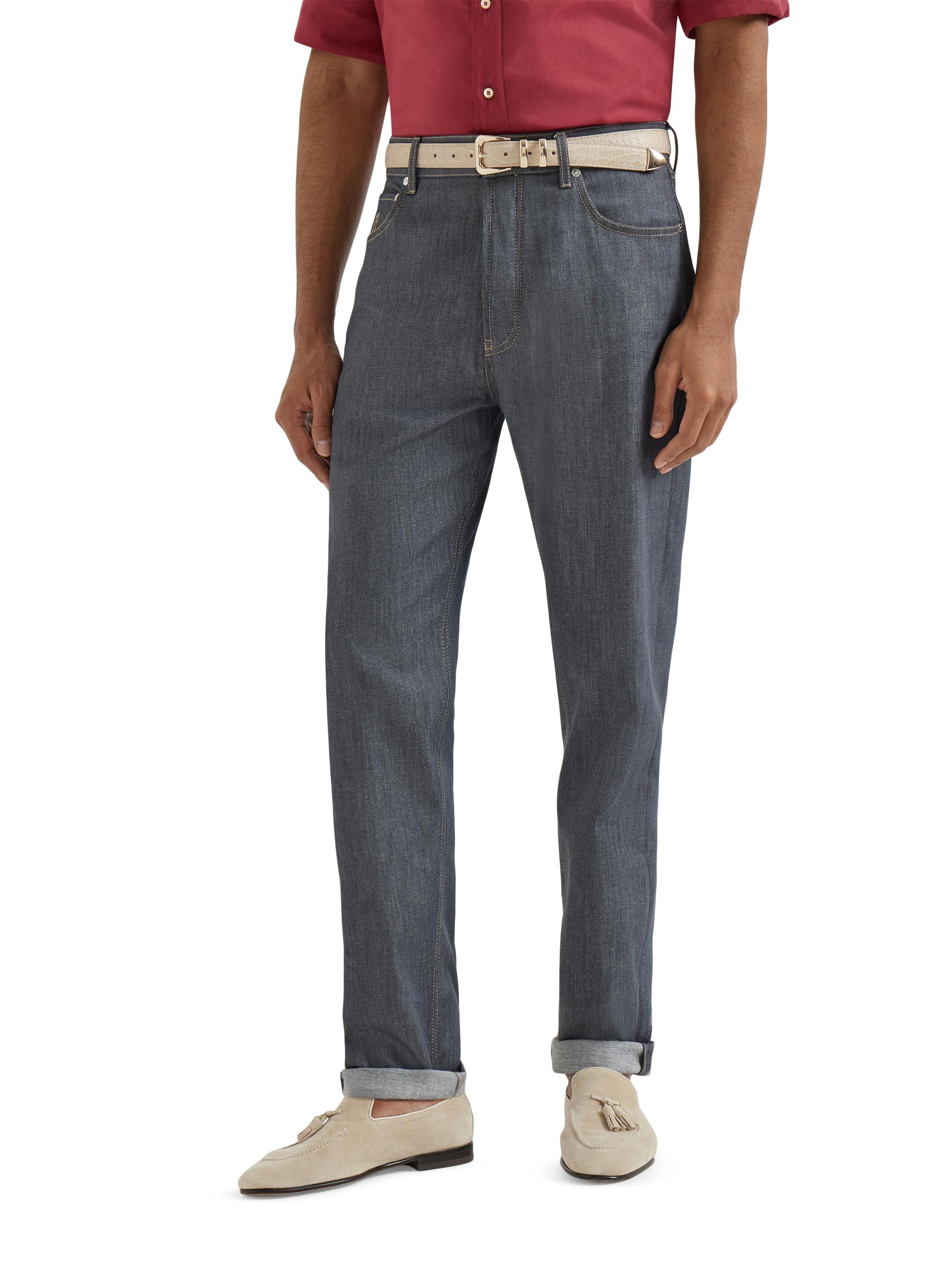 Brunello Cucinelli Comfort Grayscale Denim Iconic Fit Five Pocket