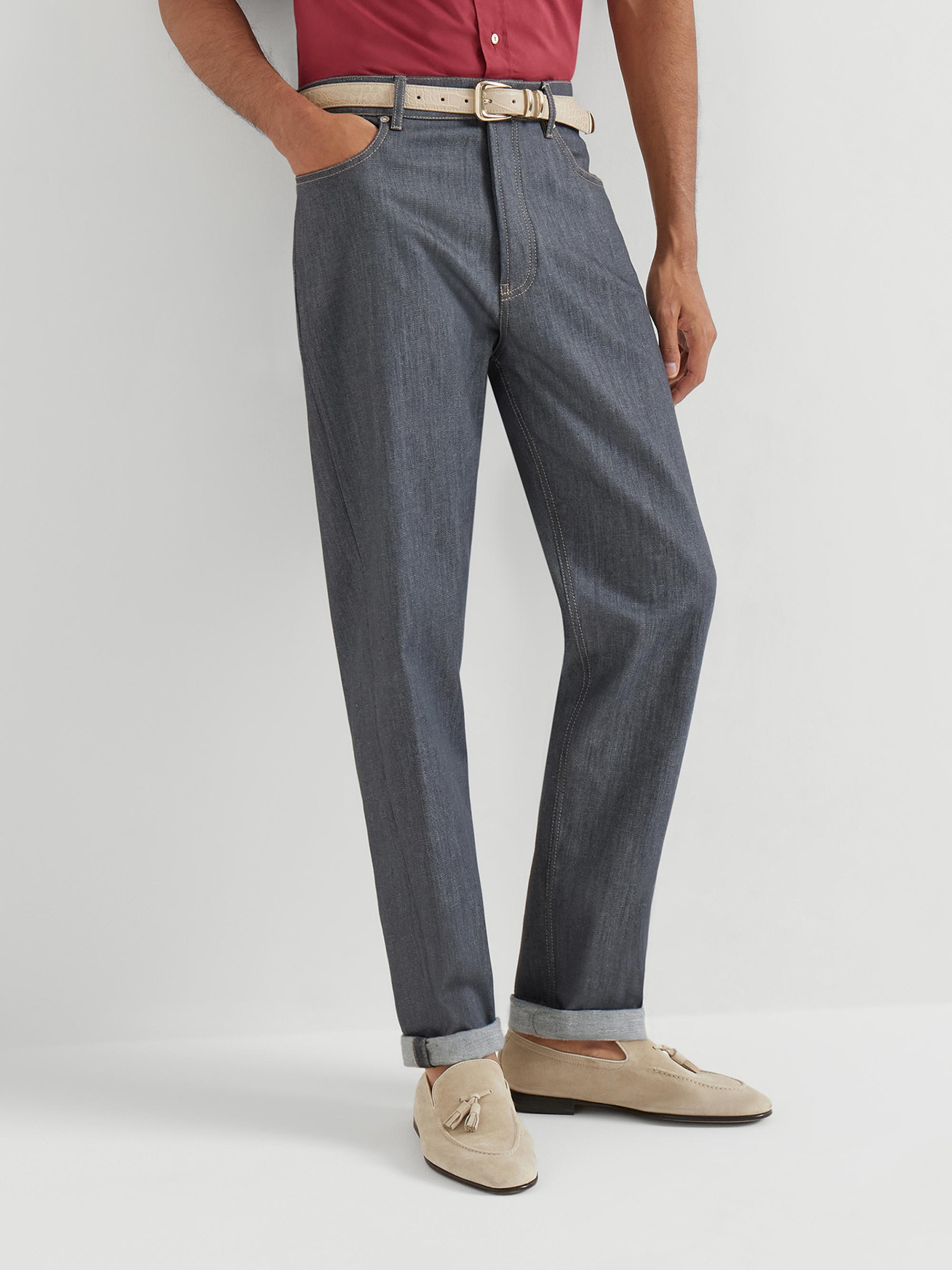 Brunello Cucinelli Comfort Grayscale Denim Iconic Fit Five Pocket
