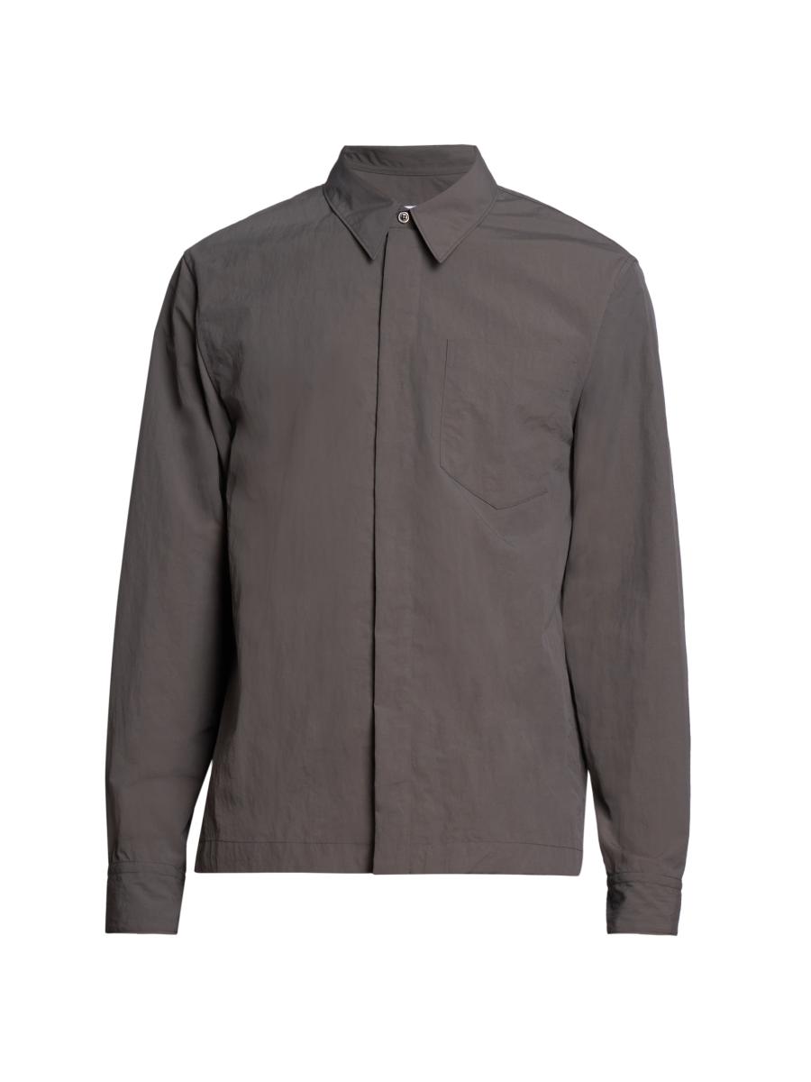 Dries Van Noten Men's Corran Nylon Shirt In Brown