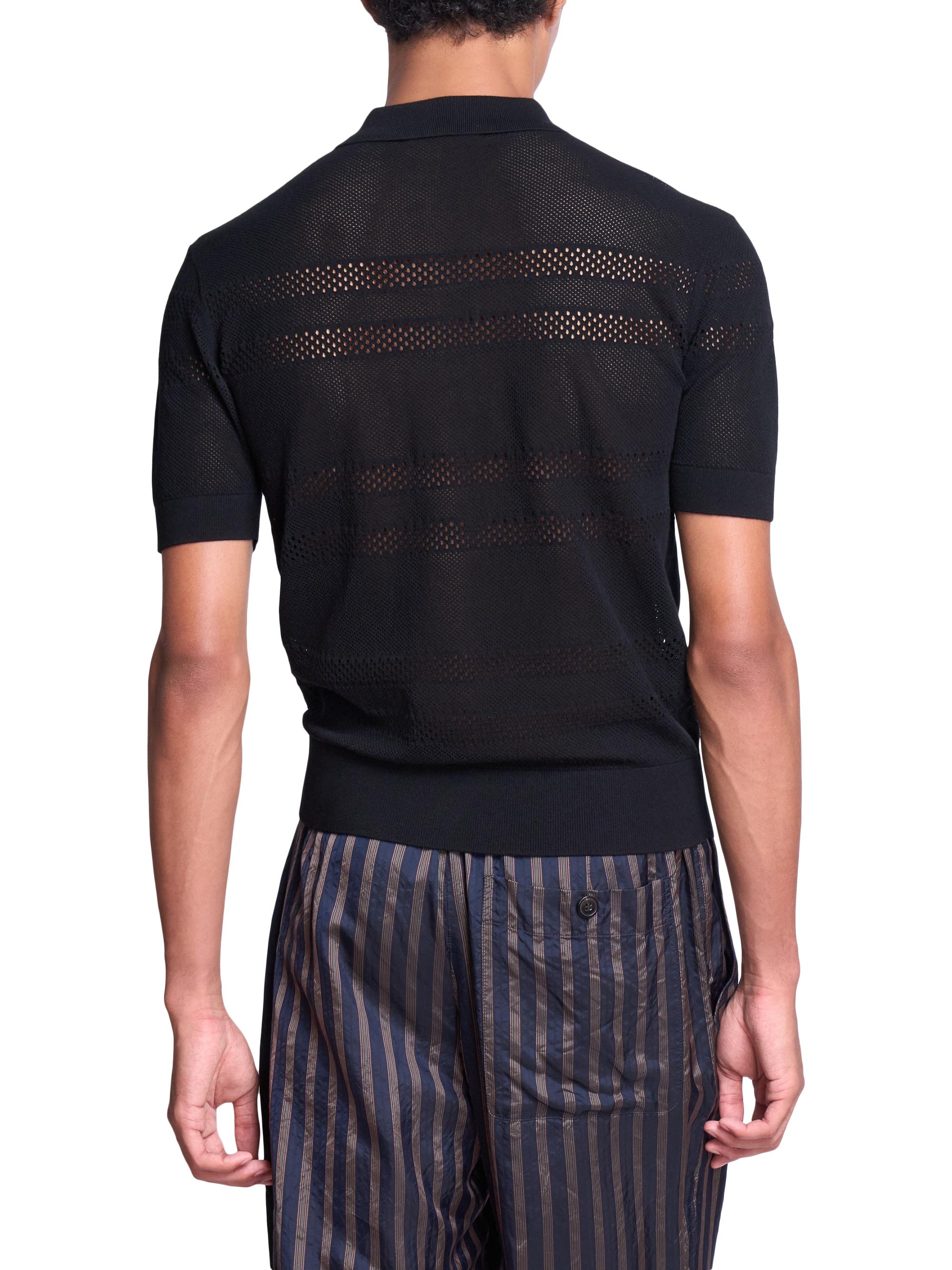 Dries Van Noten Sheer Striped Loose-Knit Polo Shirt | Saks Fifth