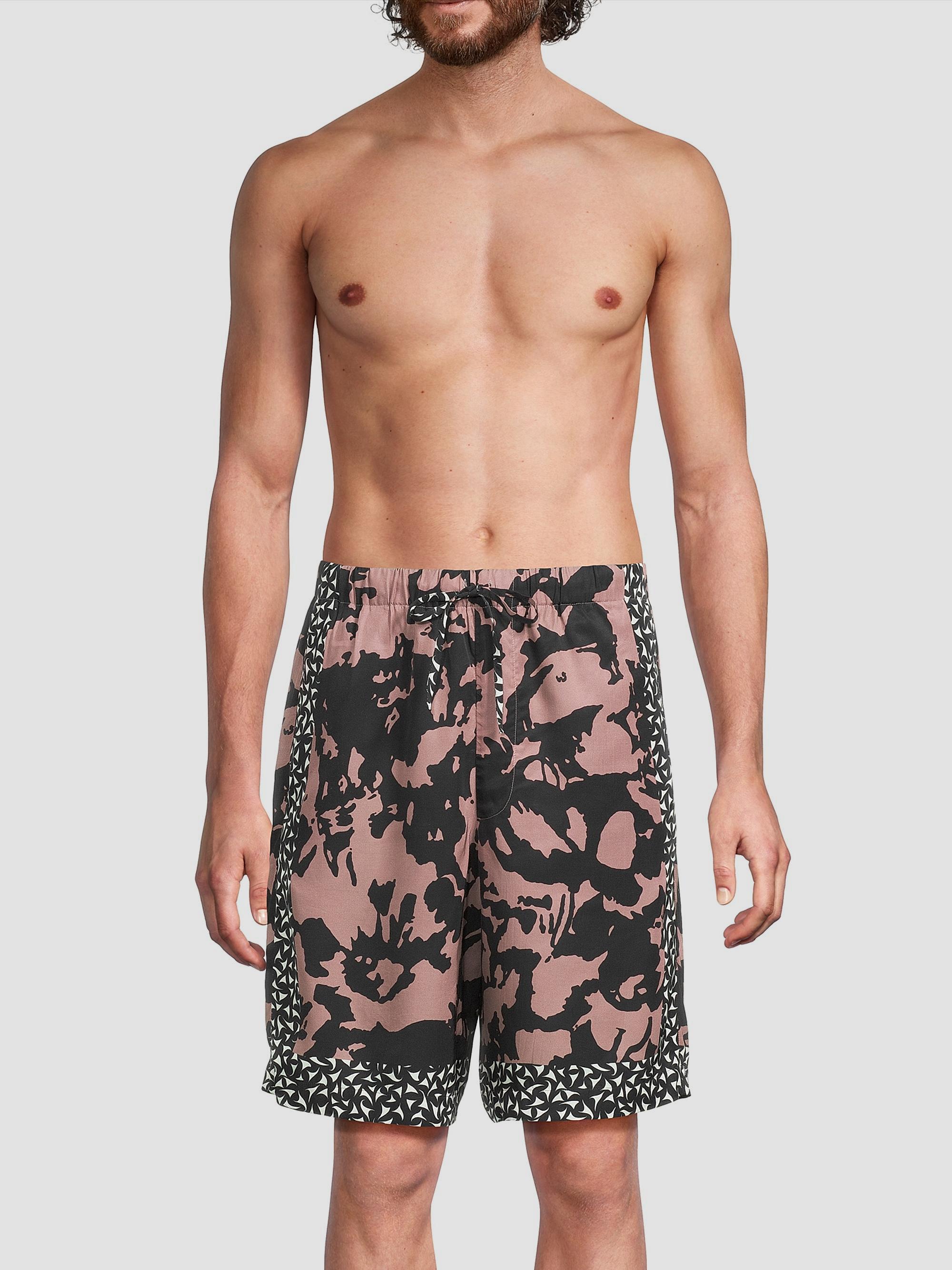 Dries Van Noten Men's Two-Tone Abstract Print Swim Shorts - Old Rose | Thumbnail 3