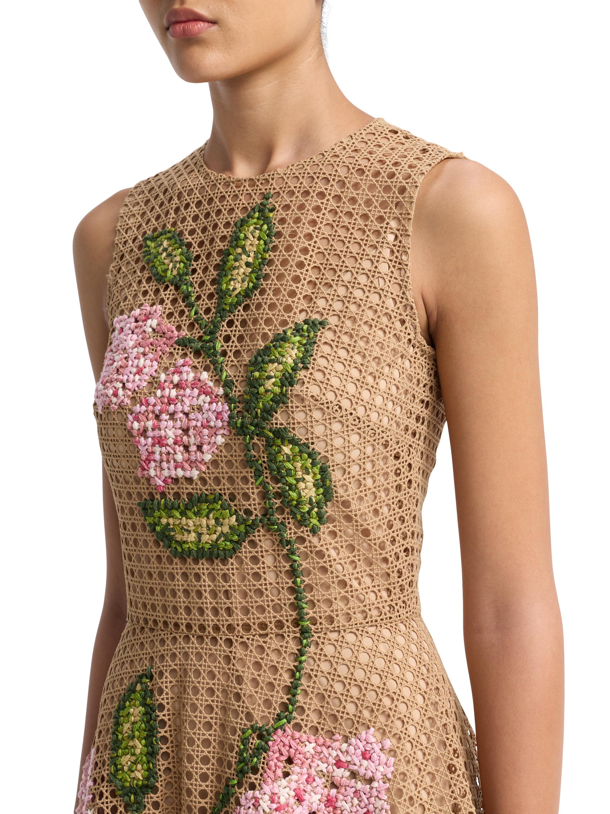 Oscar de la Renta Rattan Geo Embroidered Guipure Midi-Dress | Saks Fifth  Avenue