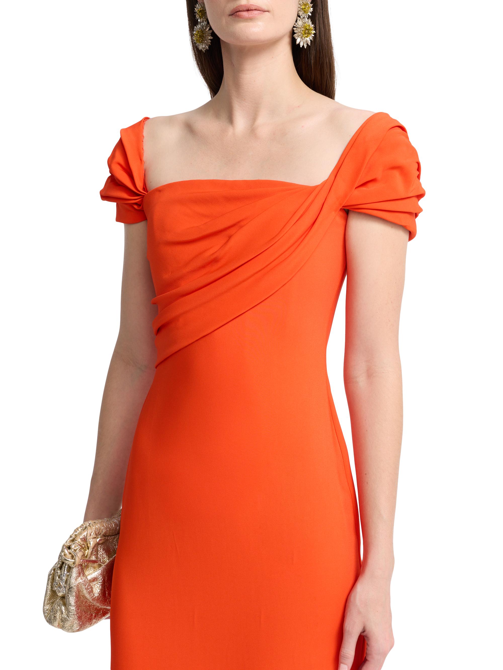Oscar de la Renta Cady Draped Cap-Sleeve Gown | Saks Fifth Avenue
