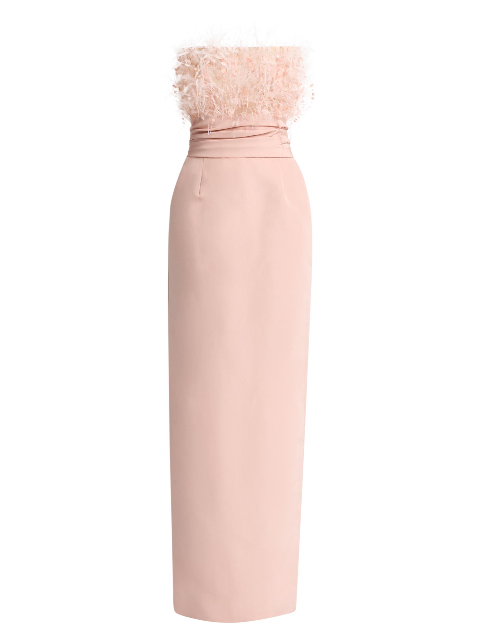 Oscar de la Renta Women's Point D'Esprit Strapless Column Gown - Blush