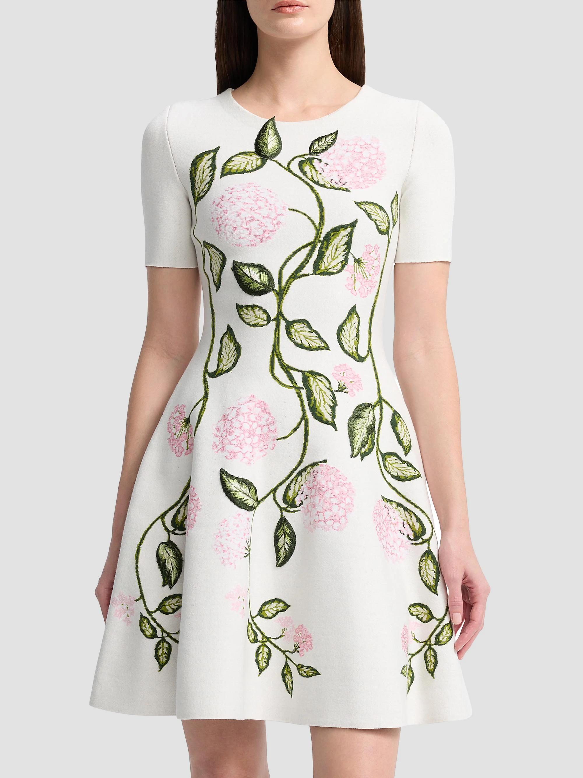 Oscar de la Renta Porcelain Flowers Jacquard Minidress | Saks