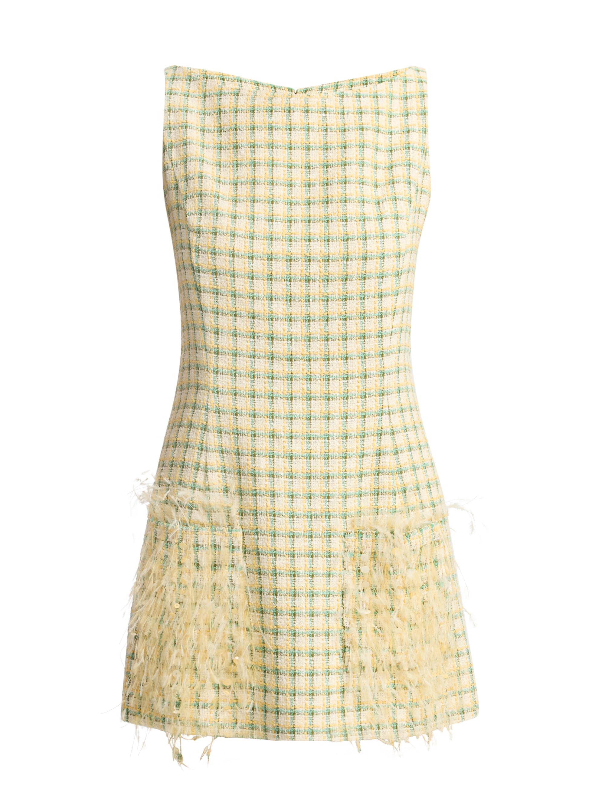 Oscar de la Renta Women's Checkered Embellished Tweed Minidress - Butter Multi