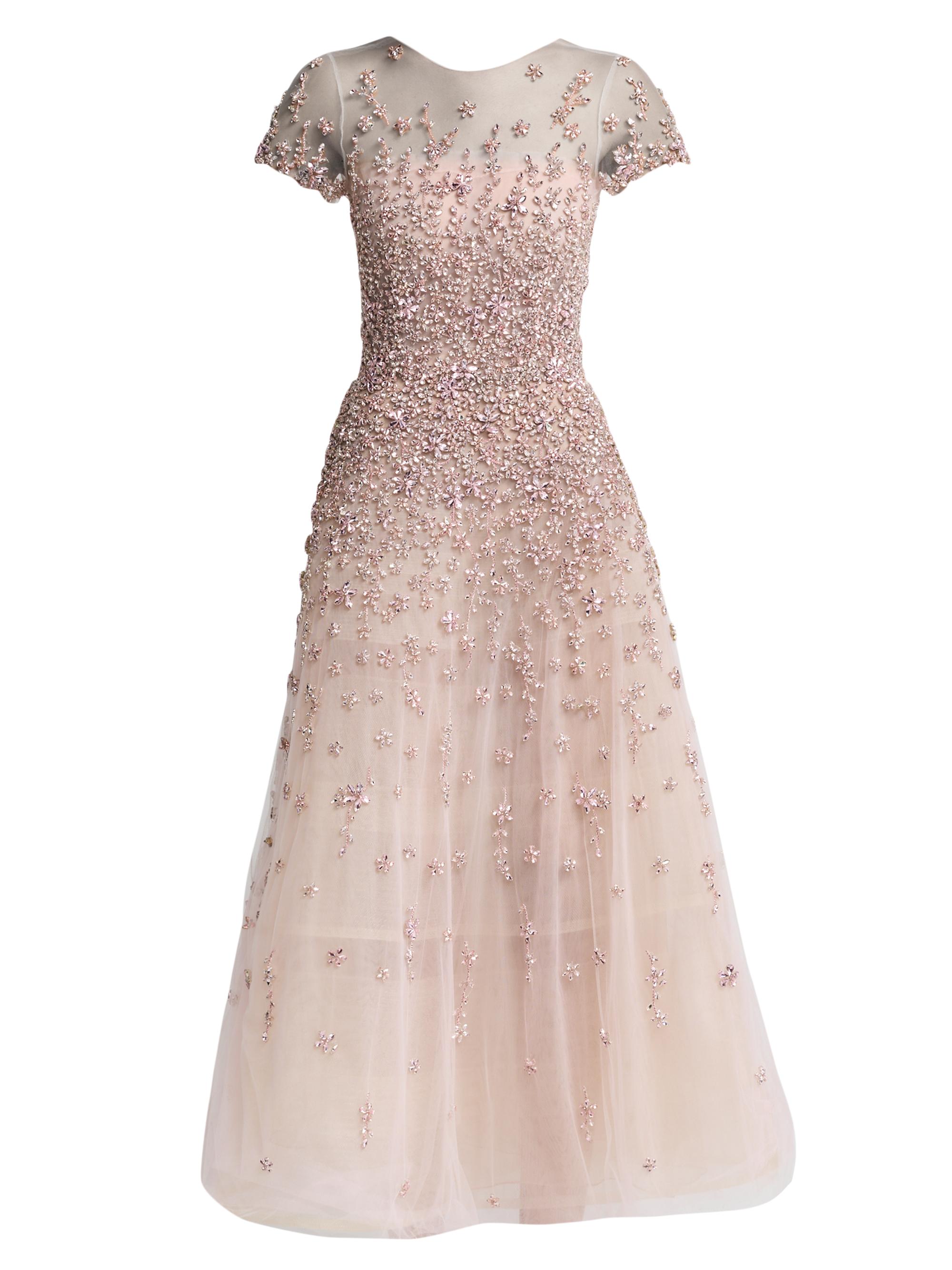 Oscar de la Renta Women's Crystal Floral Tulle Cocktail Dress - Tulip