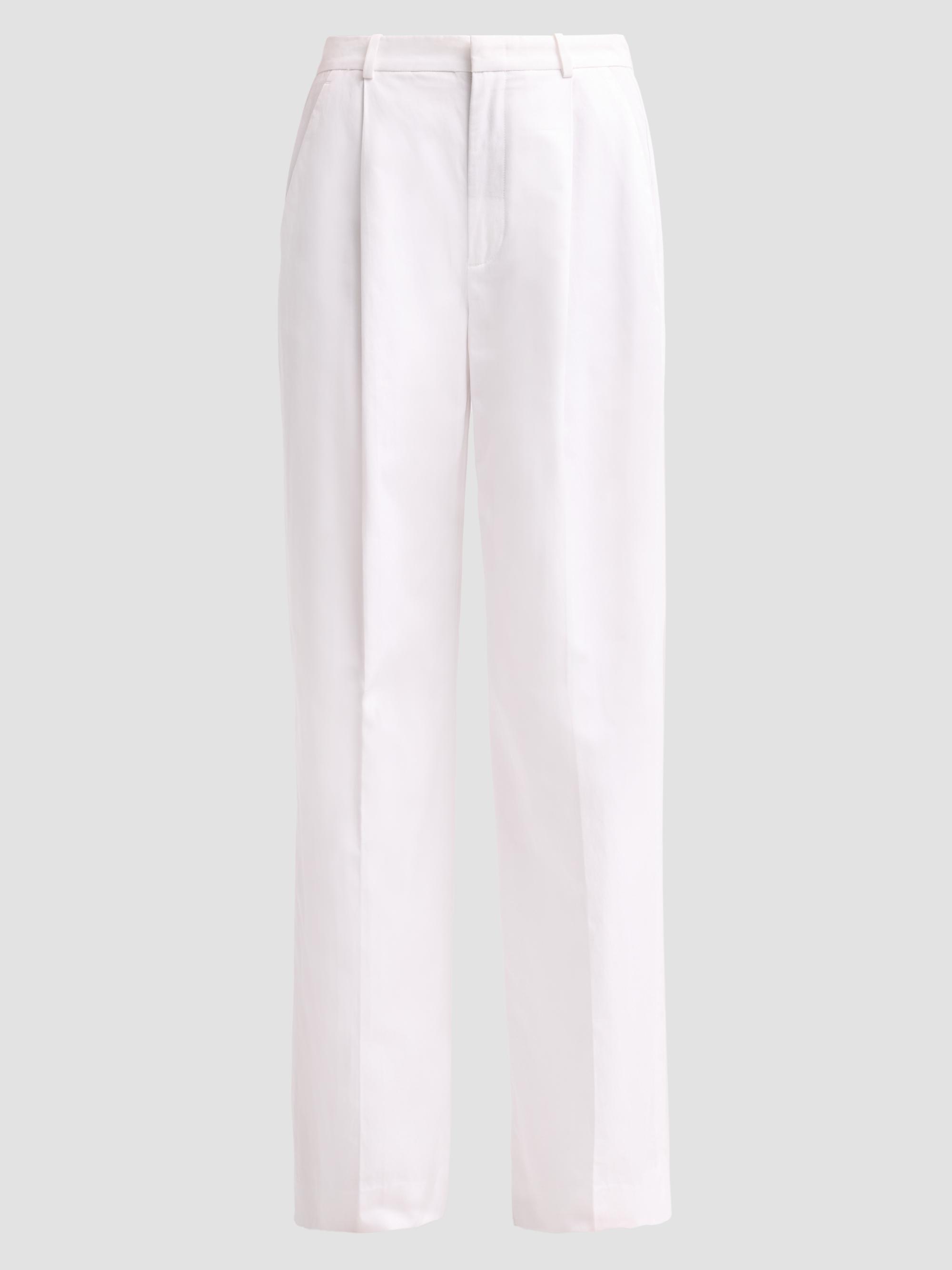 Vince Women's Camille Cotton-Blend Mid-Rise Wide-Leg Trousers - Optic White