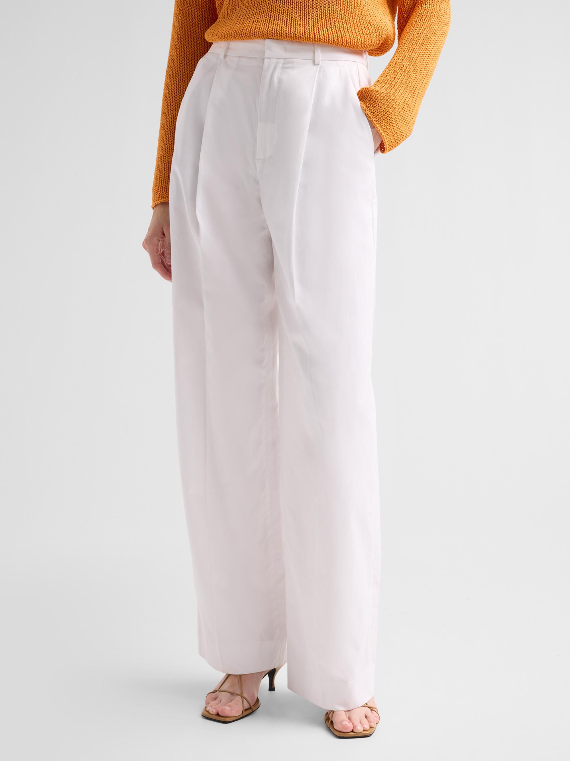 Vince Women's Camille Cotton-Blend Mid-Rise Wide-Leg Trousers - Optic White | Thumbnail 4