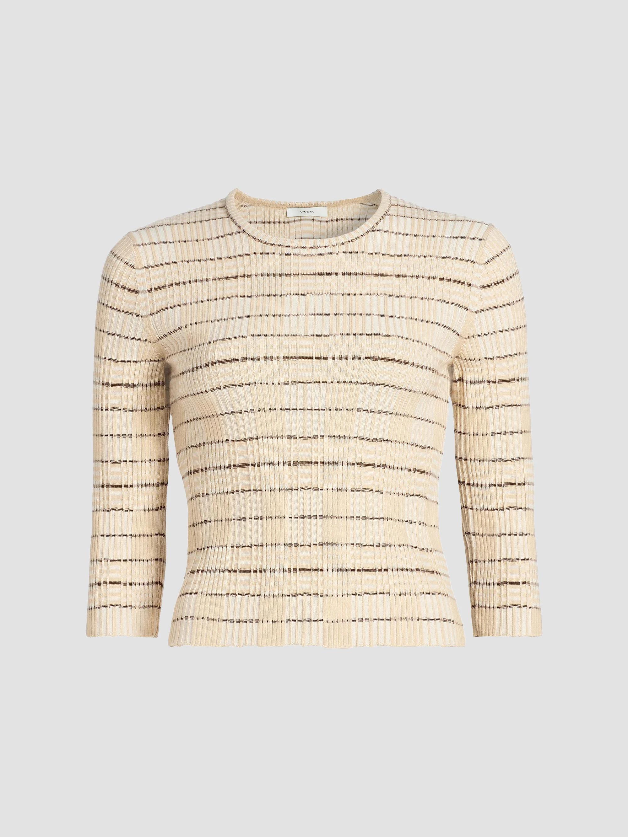 Vince Variegated Plaid Rib-Knit Top | Saks Fifth Avenue