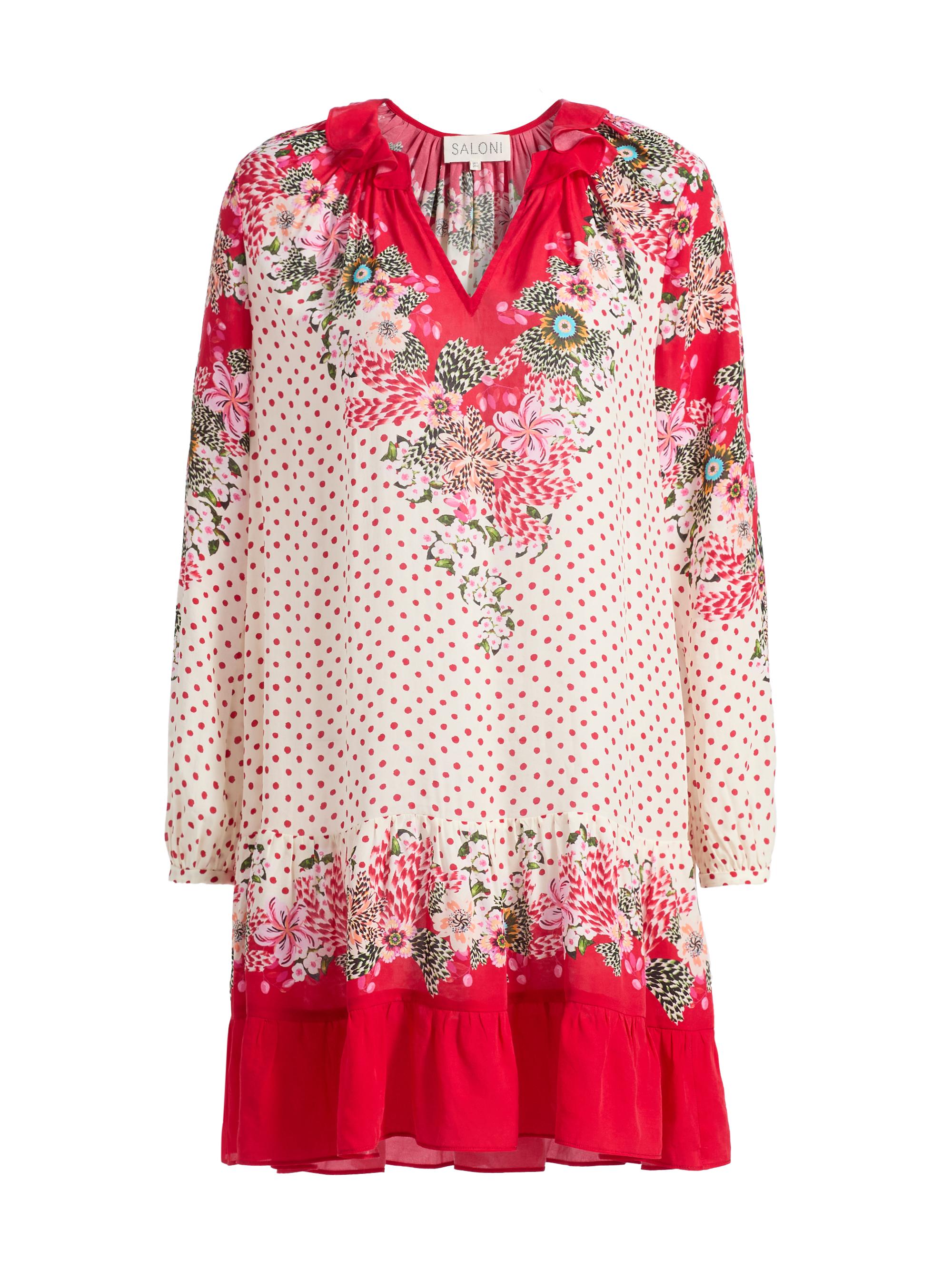 Saloni Women's Alexis Floral Sandwashed Minidress - Plumeria Polka Plmt