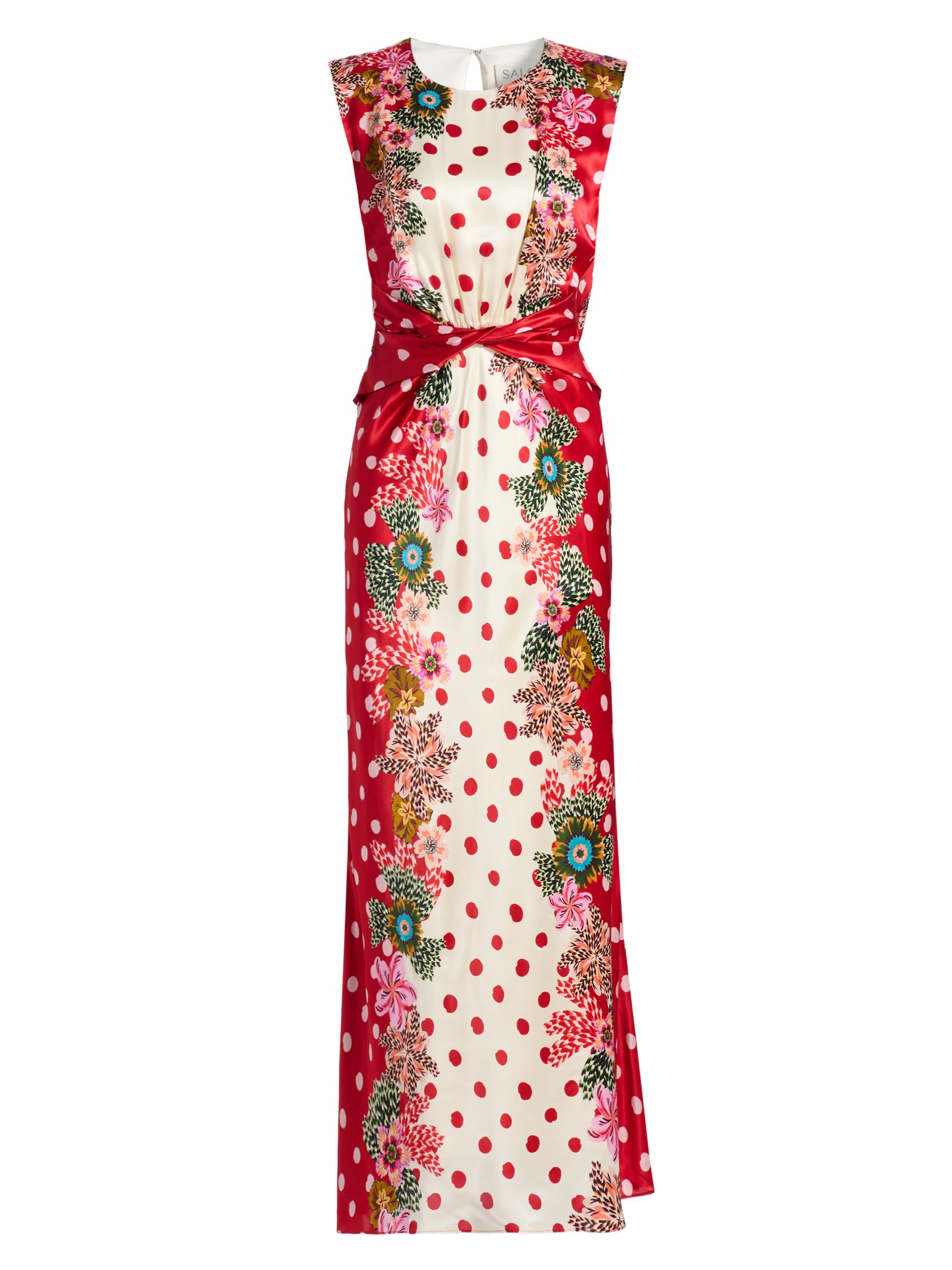 Saloni Women's Gwen Printed Silk-Blend Maxi Dress - Plumeria Rouge Plmt