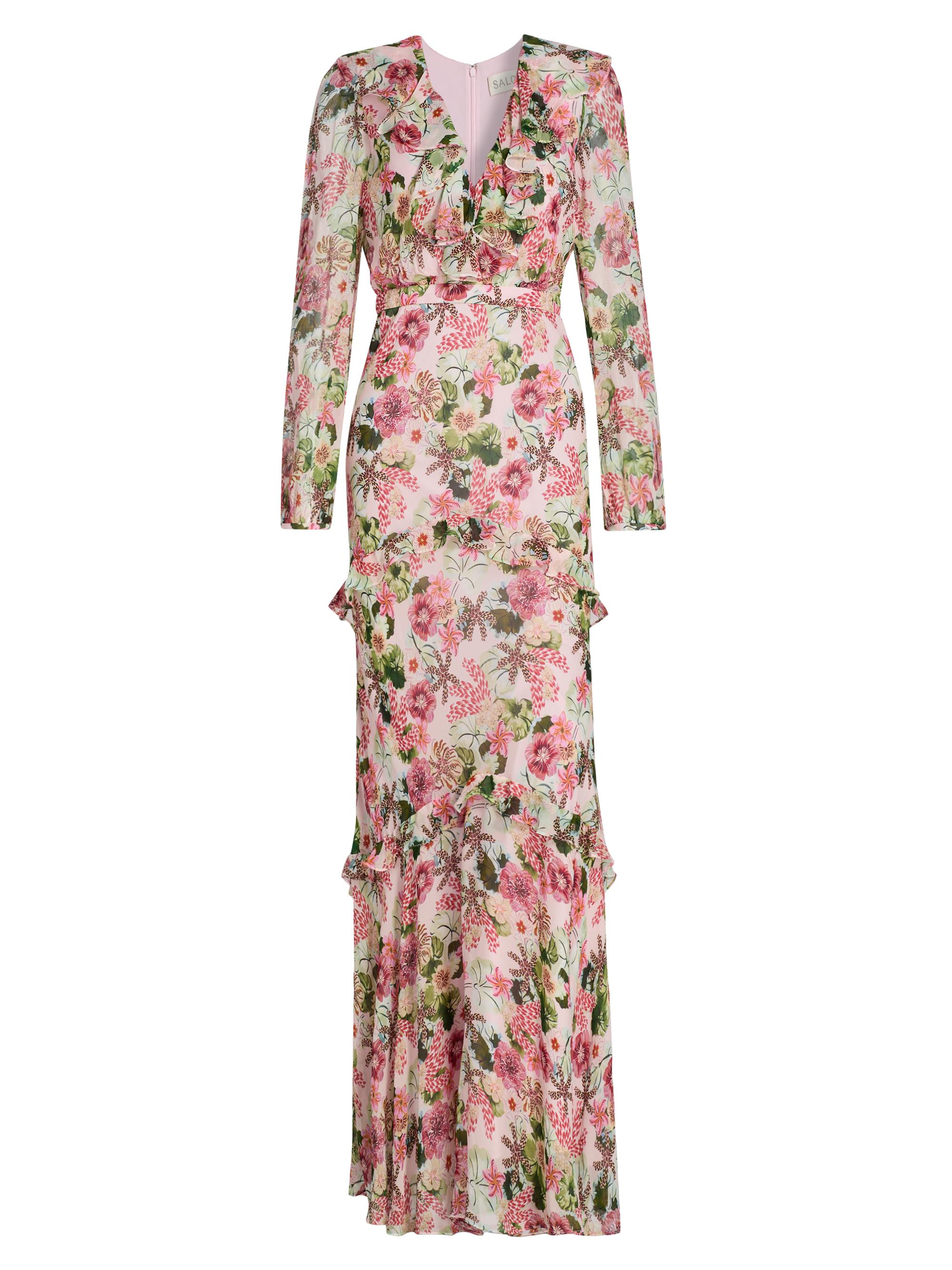 Saloni Women's Rita Floral Geroegette Maxi Dress - Plumeria Blush