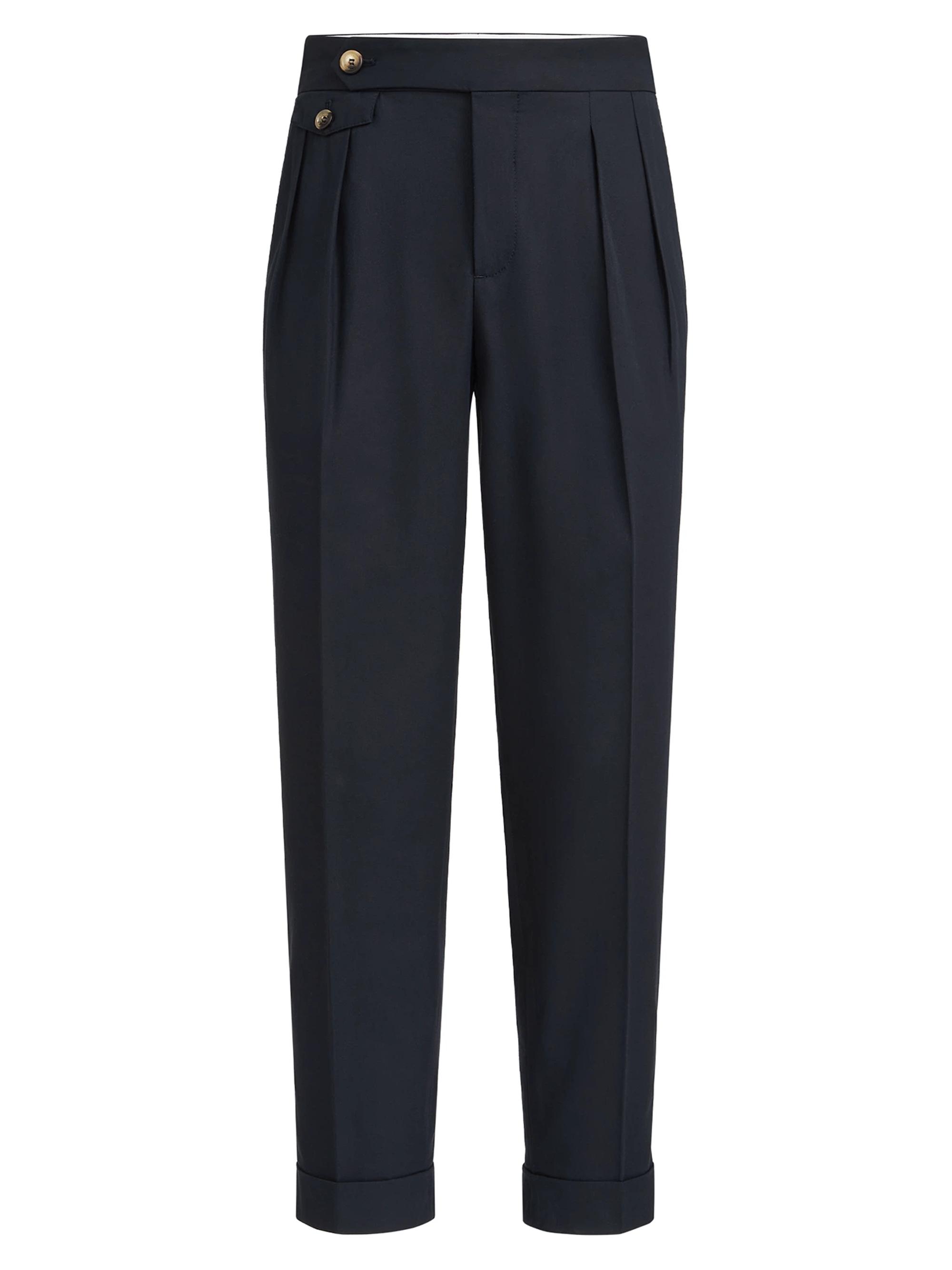 【最終値下げ】BRUNELLO CUCINELLI ブラック チノパン Brunello Cucinelli Silk, Linen and Wool Hopsack Pleated Trousers