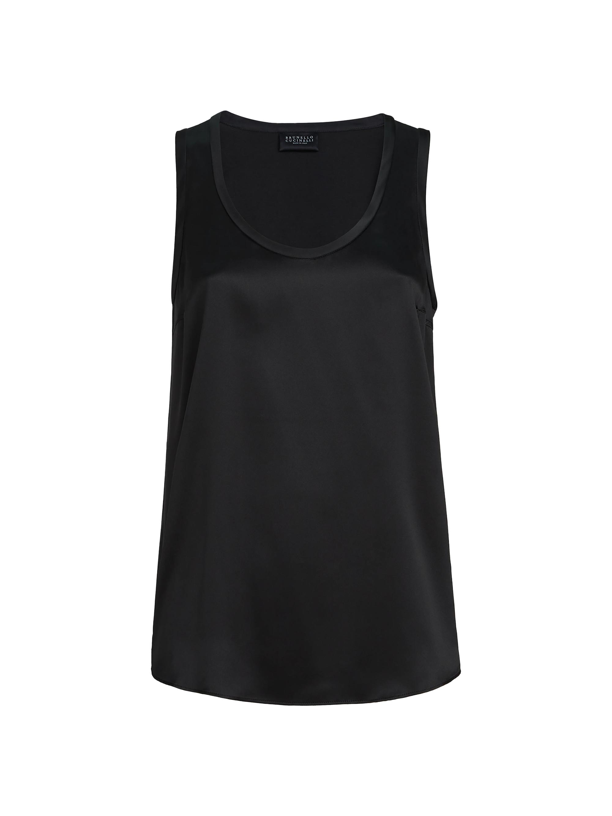 Brunello Cucinelli Women's Stretch Silk Satin Reversible Top - Black