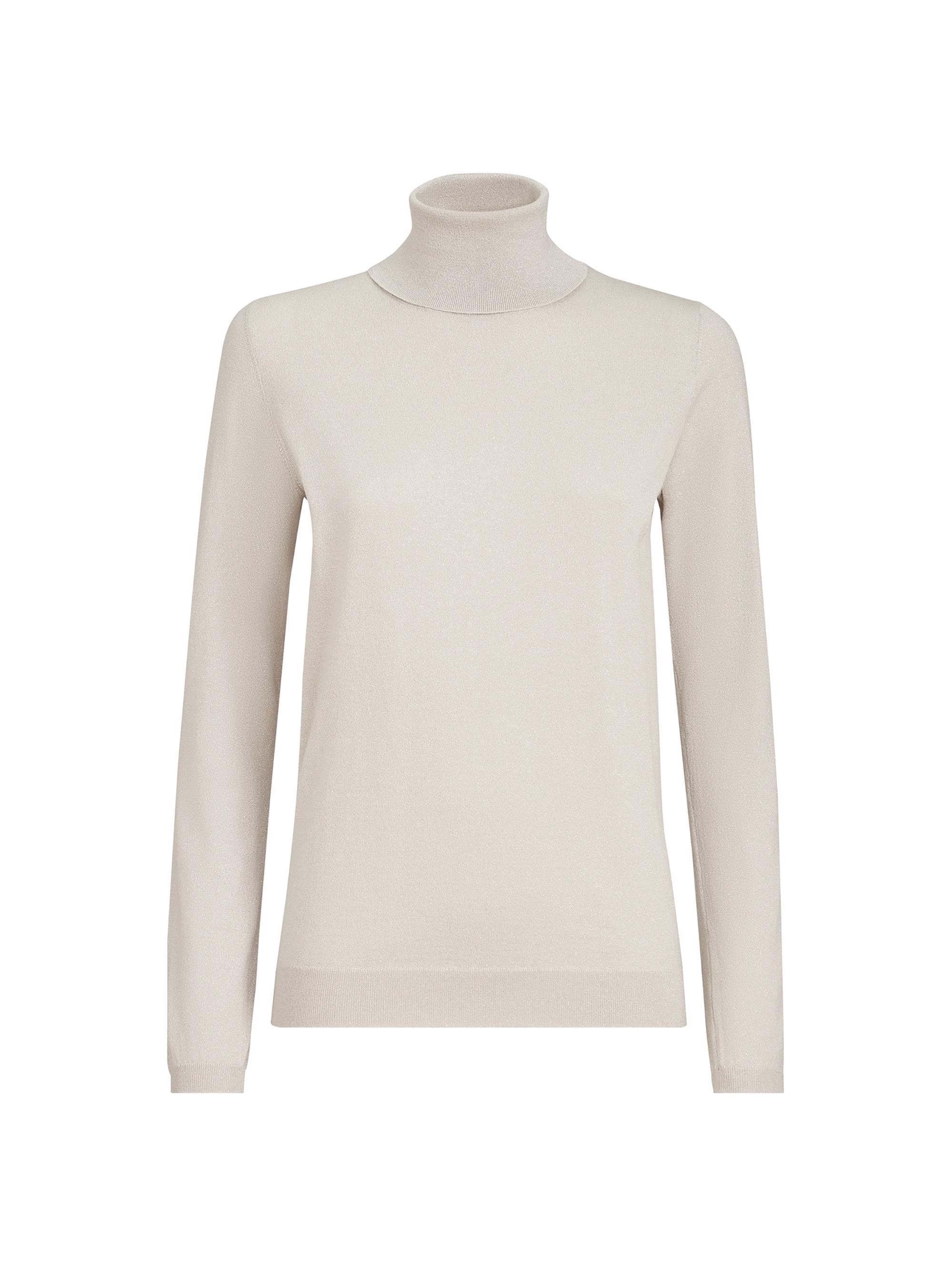 Brunello Cucinelli Women's Sparkling Cashmere and Silk Lightweight Turtleneck Sweater - Pearl Grey