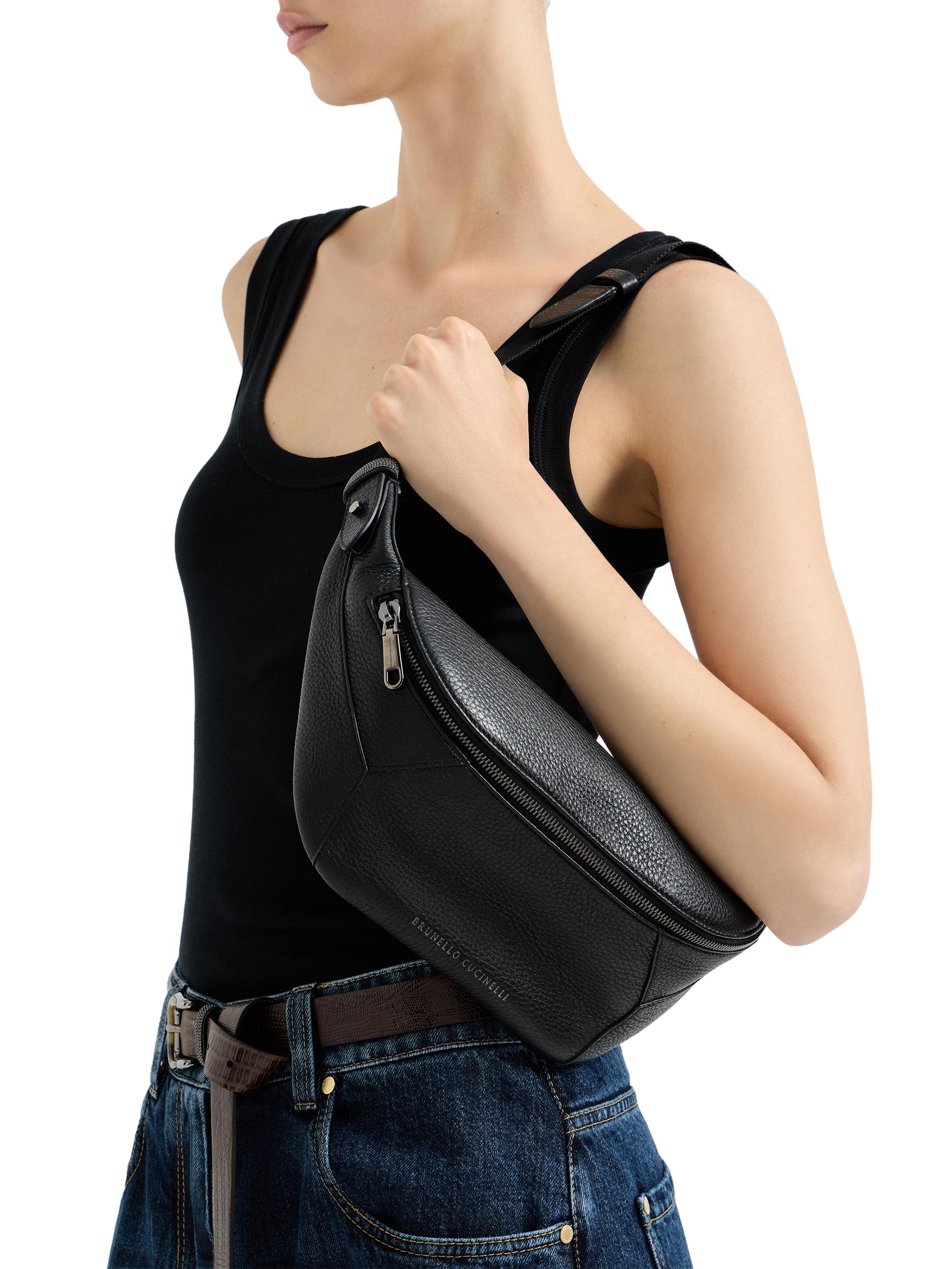 美品 BRUNELLO CUCINELLI レザー ボディバッグ ウエストバッグ Brunello Cucinelli Duo Belt Bag in Grained Soft Leather with