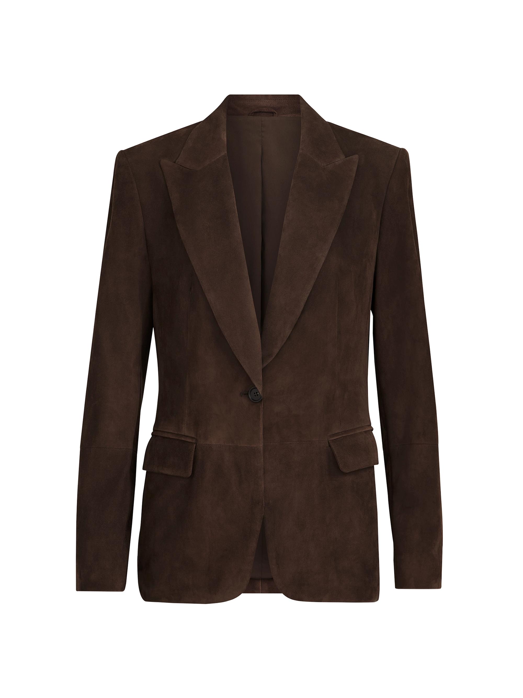 Brunello Cucinelli Women's Suede Blazer with Monili - Rust Brown
