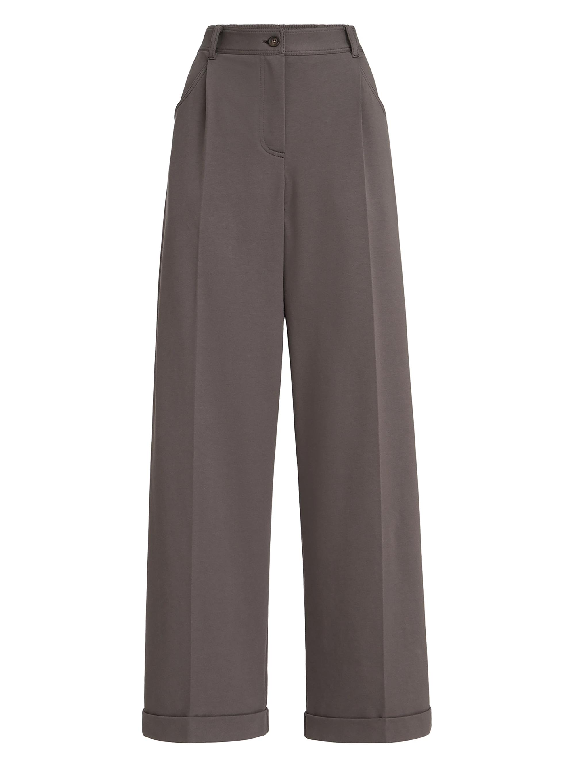 Brunello Cucinelli Women's Stretch Cotton Lightweight French Terry Wide Track Trousers - Brown