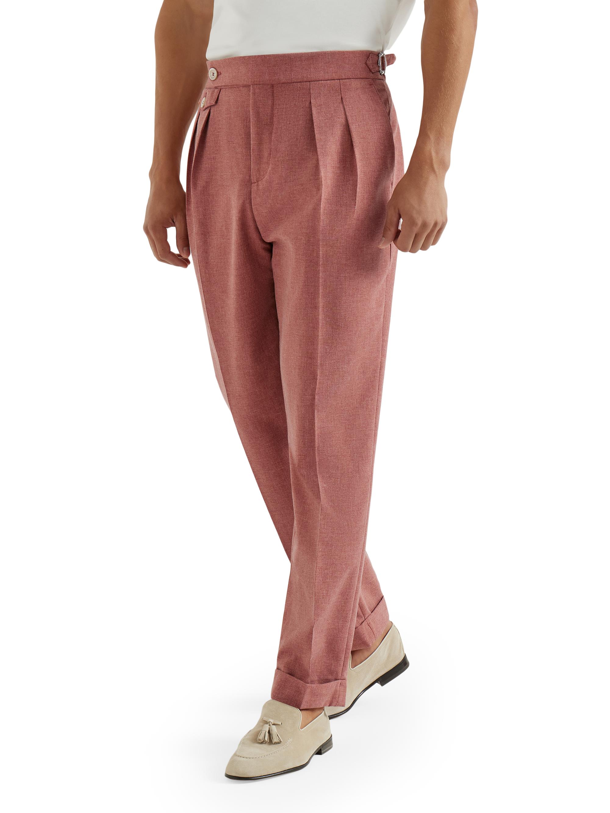 Brunello Cucinelli Mouliné Trousers with Reversed Double Pleats