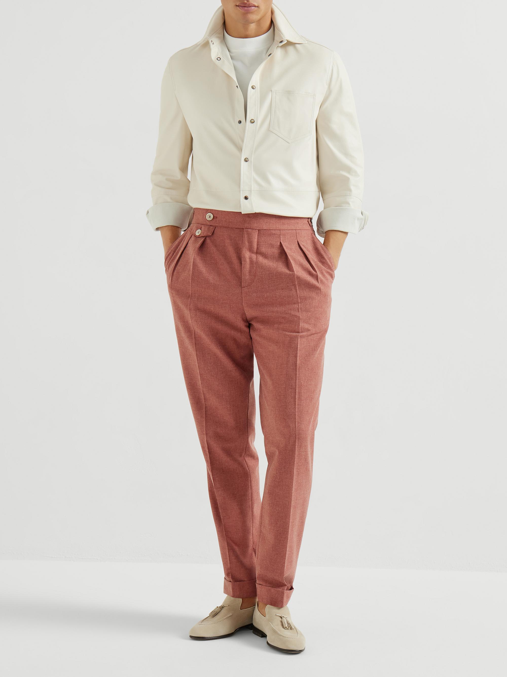 Brunello Cucinelli Mouliné Trousers with Reversed Double Pleats