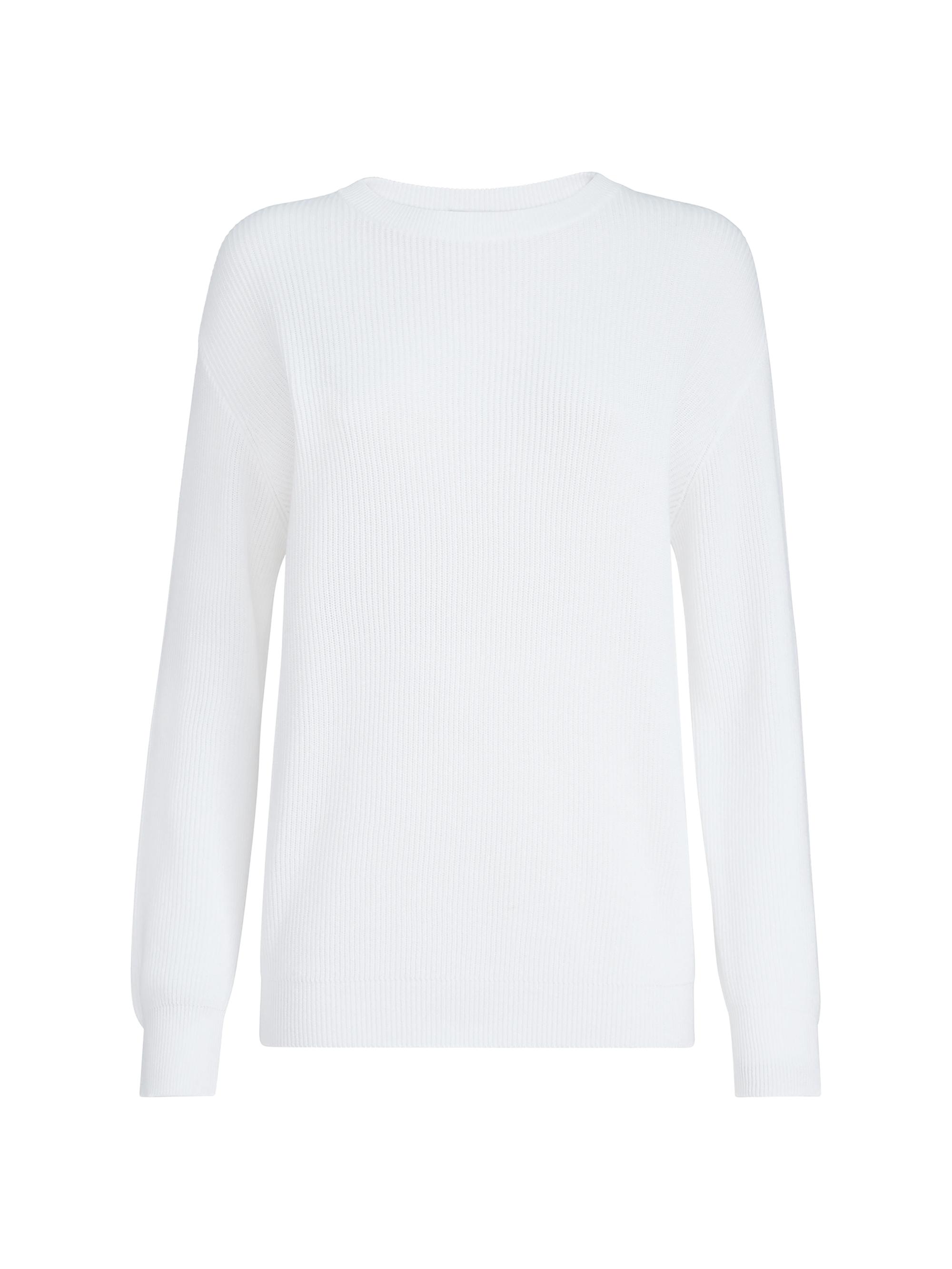 Brunello Cucinelli Women's Cotton English Rib Sweater with Monili - White