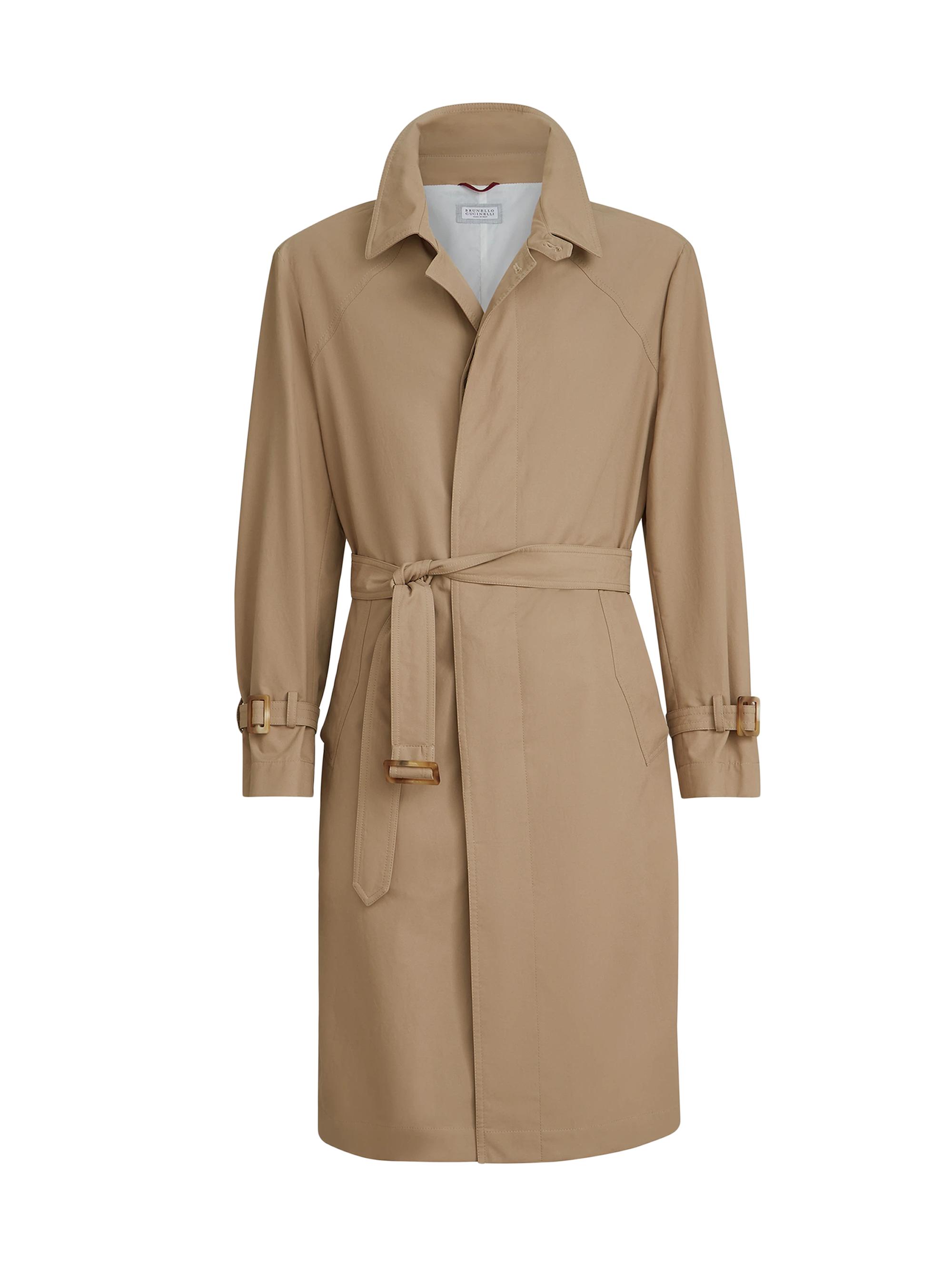 Brunello Cucinelli Men's Water Resistant Techno Cotton Gabardine Outerwear Coat - Biscuit