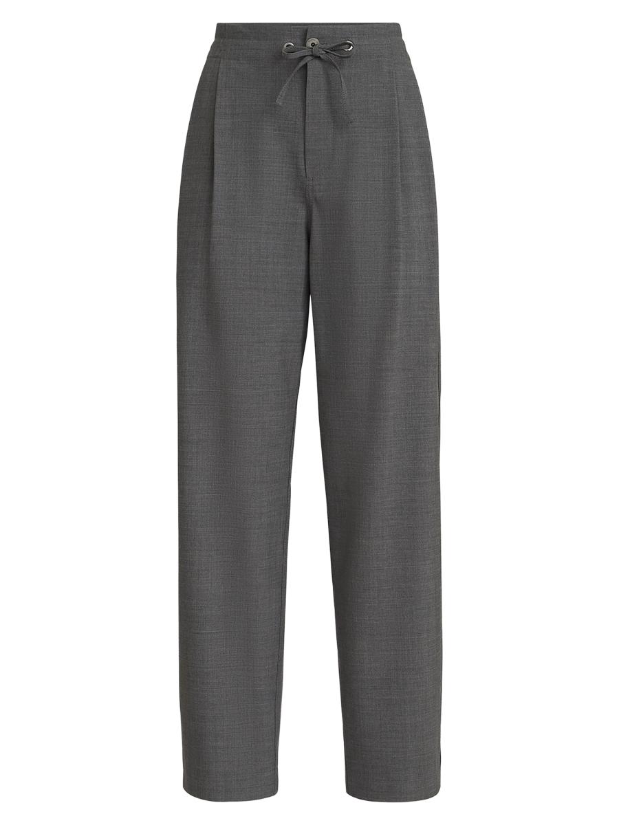 Brunello Cucinelli Women's Tropical Luxury Wool Tailored Track Trousers In Gray