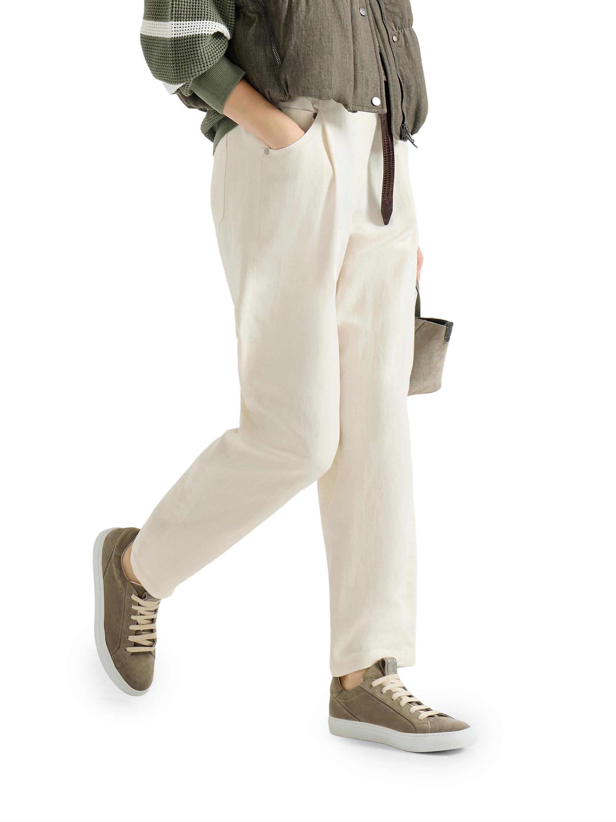 Brunello Cucinelli Viscose and Linen Fluid Twill Baggy Trousers