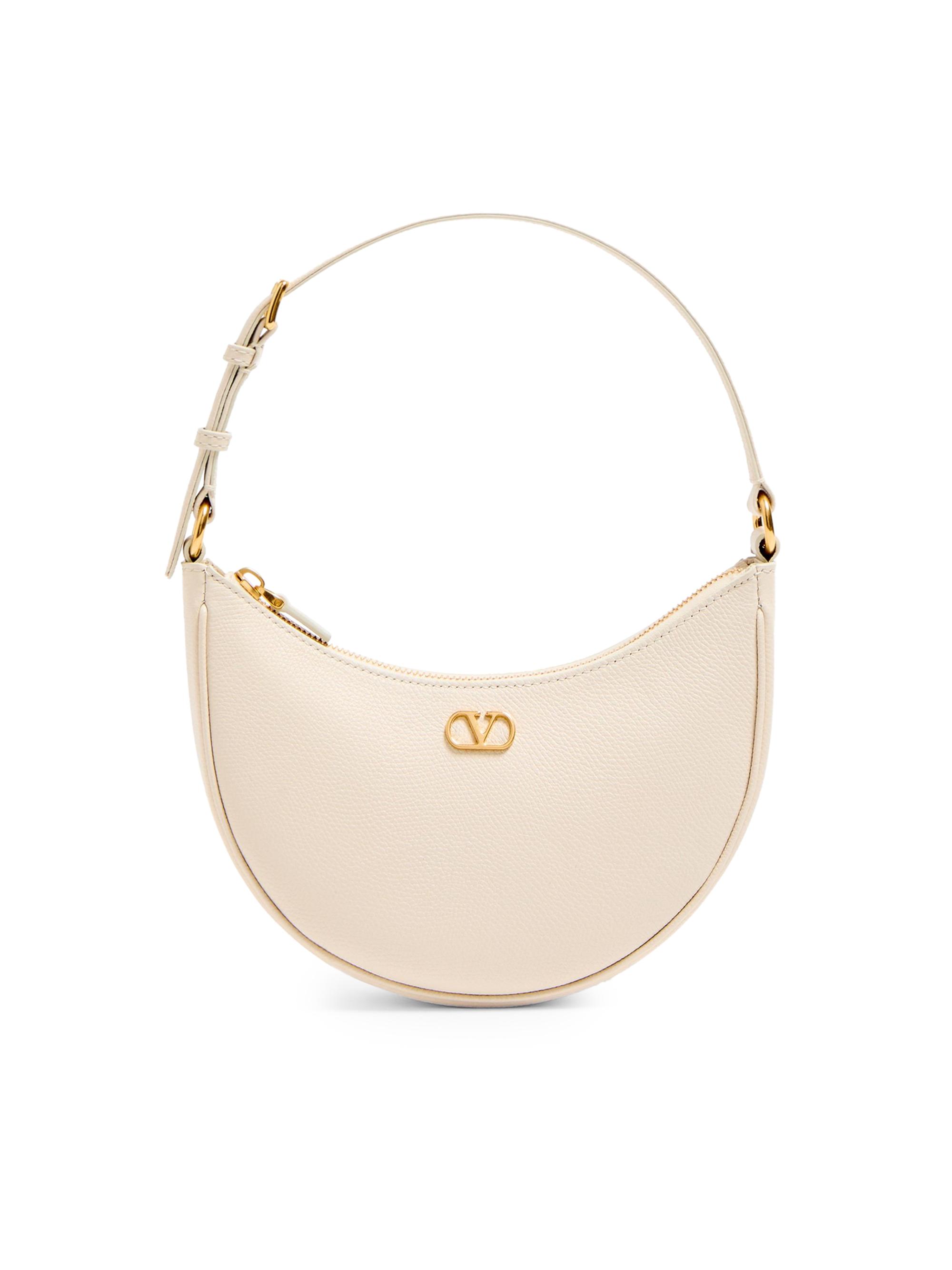 Valentino Garavani Women's VLogo Signature Mini Hobo Shoulder Bag in Grainy Calfskin - Light