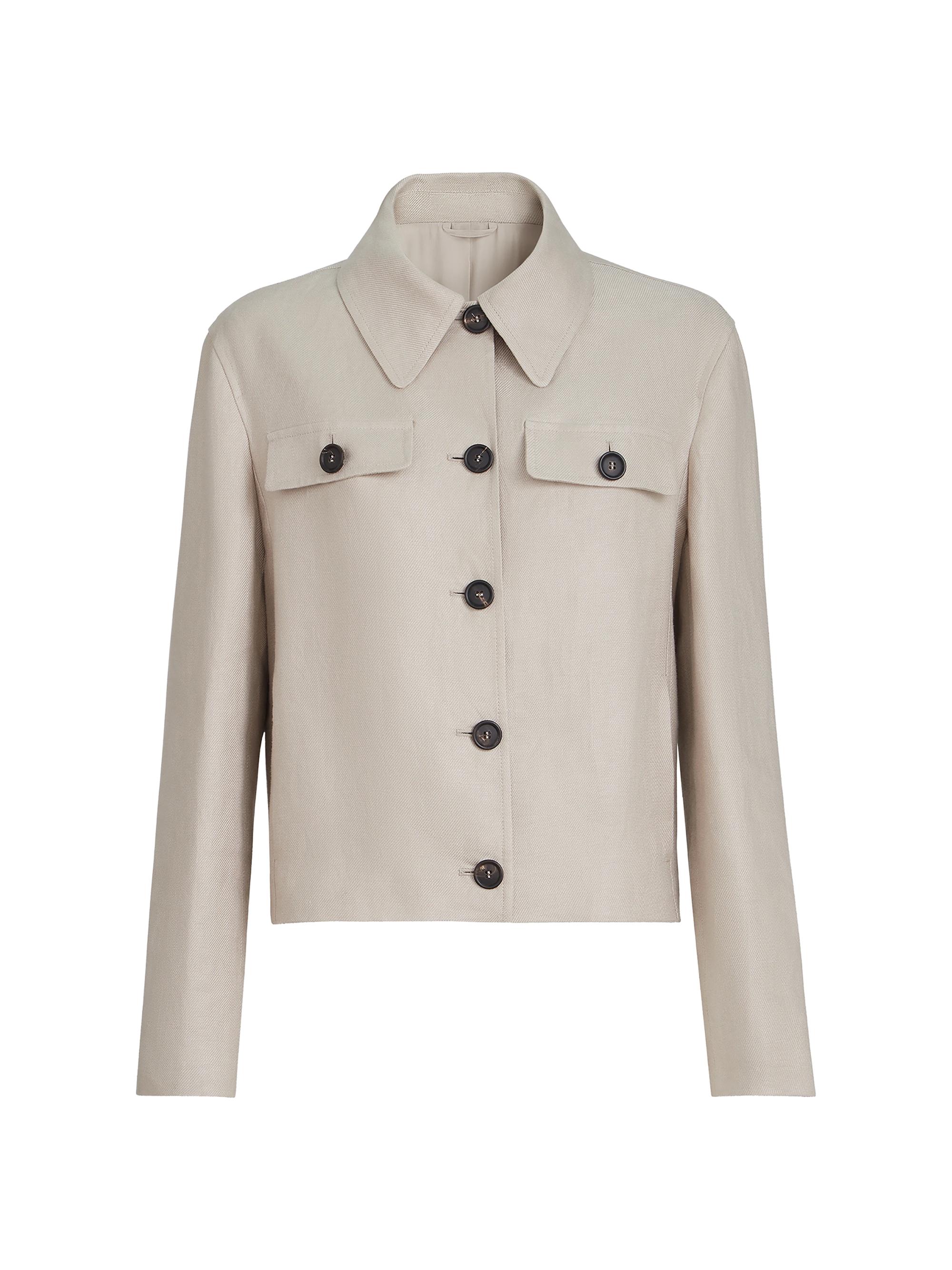 Brunello Cucinelli Women's Linen Diagonal Jacket with Monili - Beige