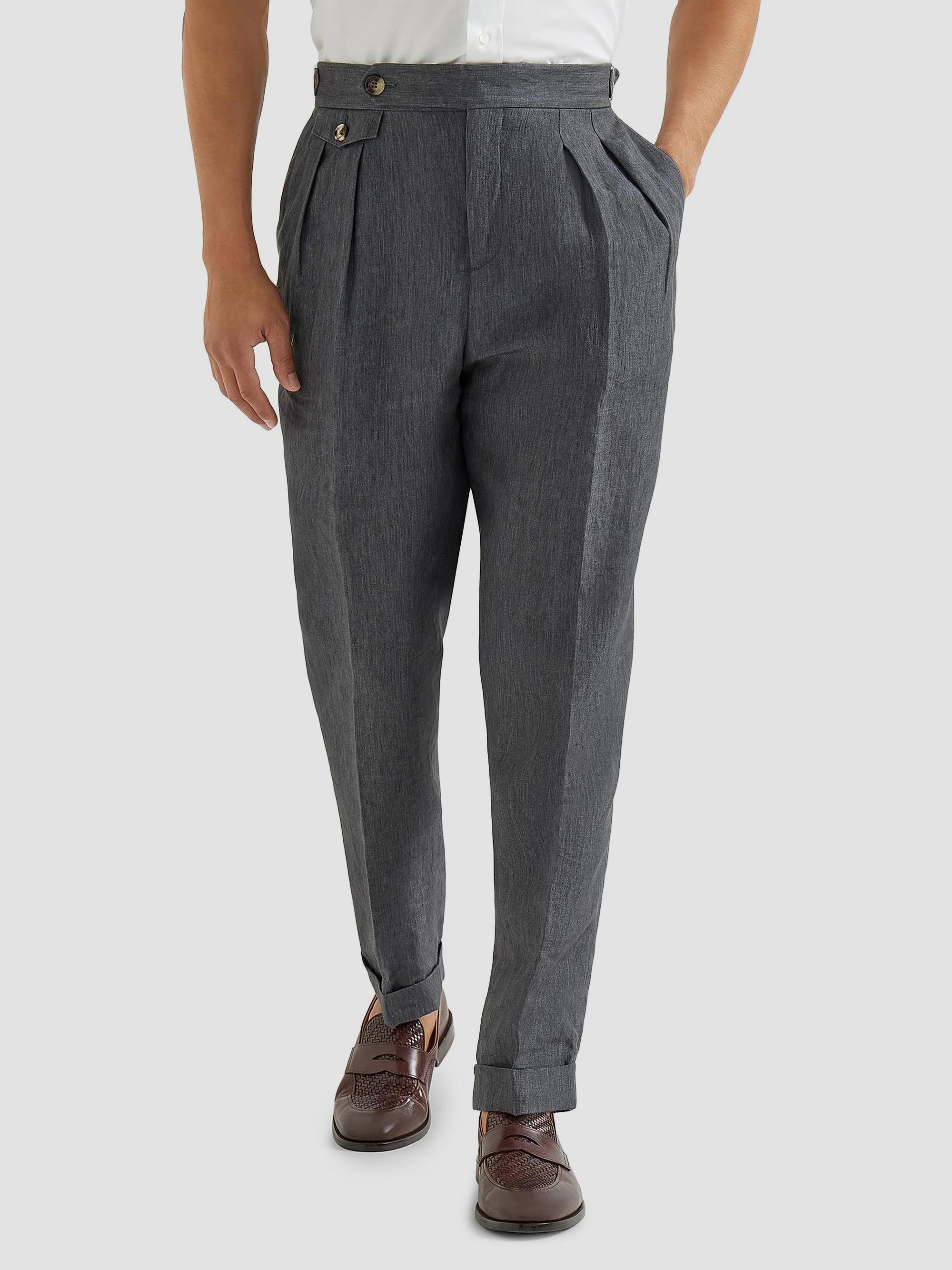 Brunello Cucinelli Lightweight Délavé Linen Trousers with Reversed