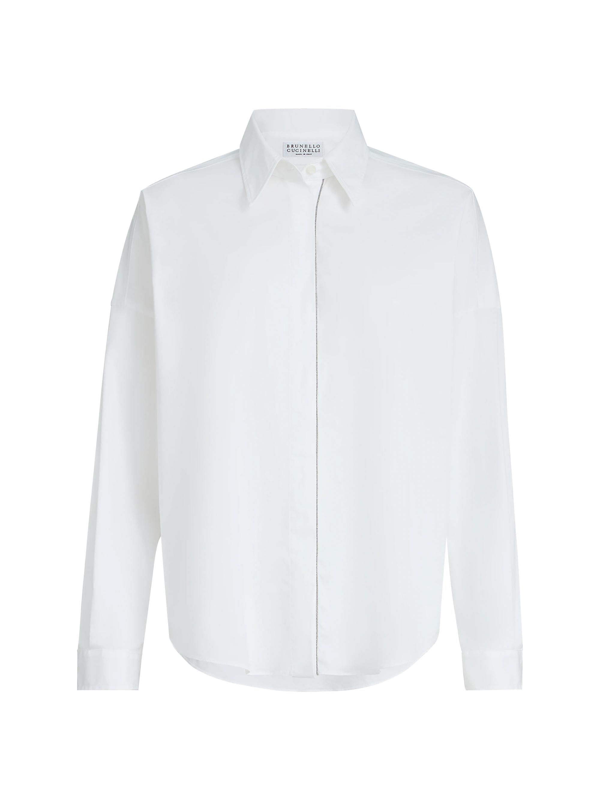 Brunello Cucinelli Stretch Cotton Poplin Shirt with Shiny Trim