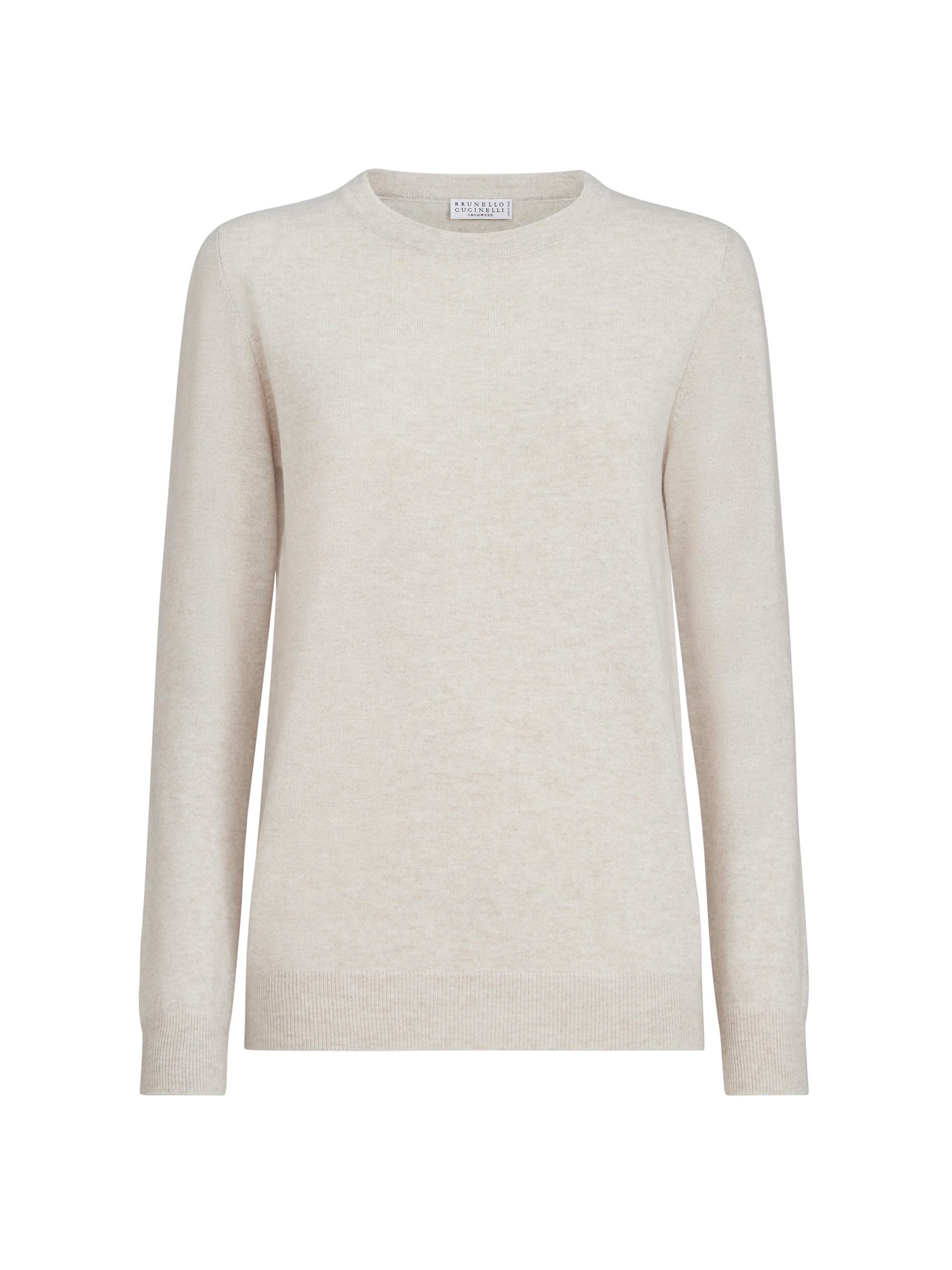 Brunello Cucinelli Women's Cashmere Sweater with Monili - Oyster