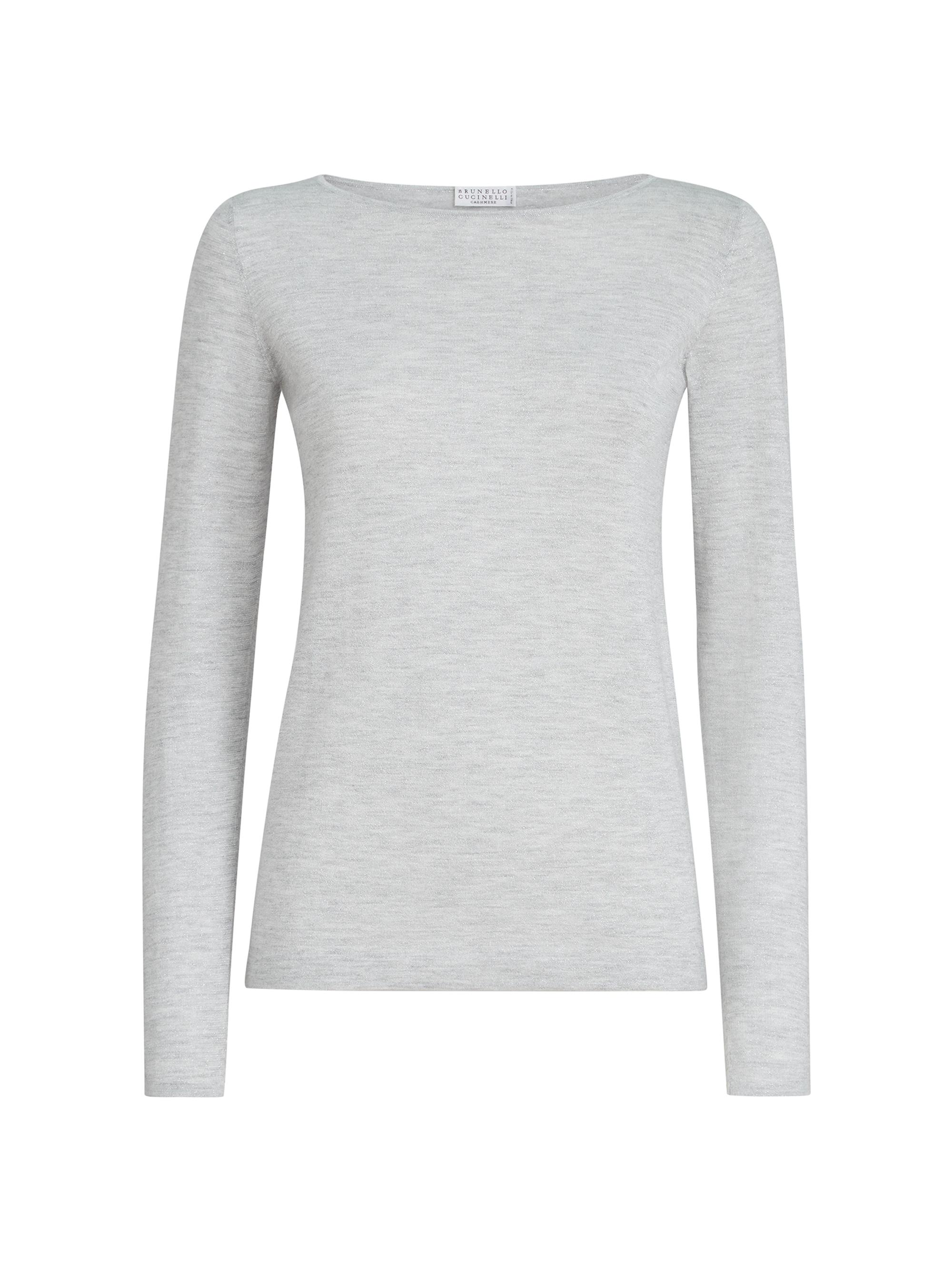 Brunello Cucinelli Women's Cashmere and Silk Sparkling Lightweight Sweater - Pebble