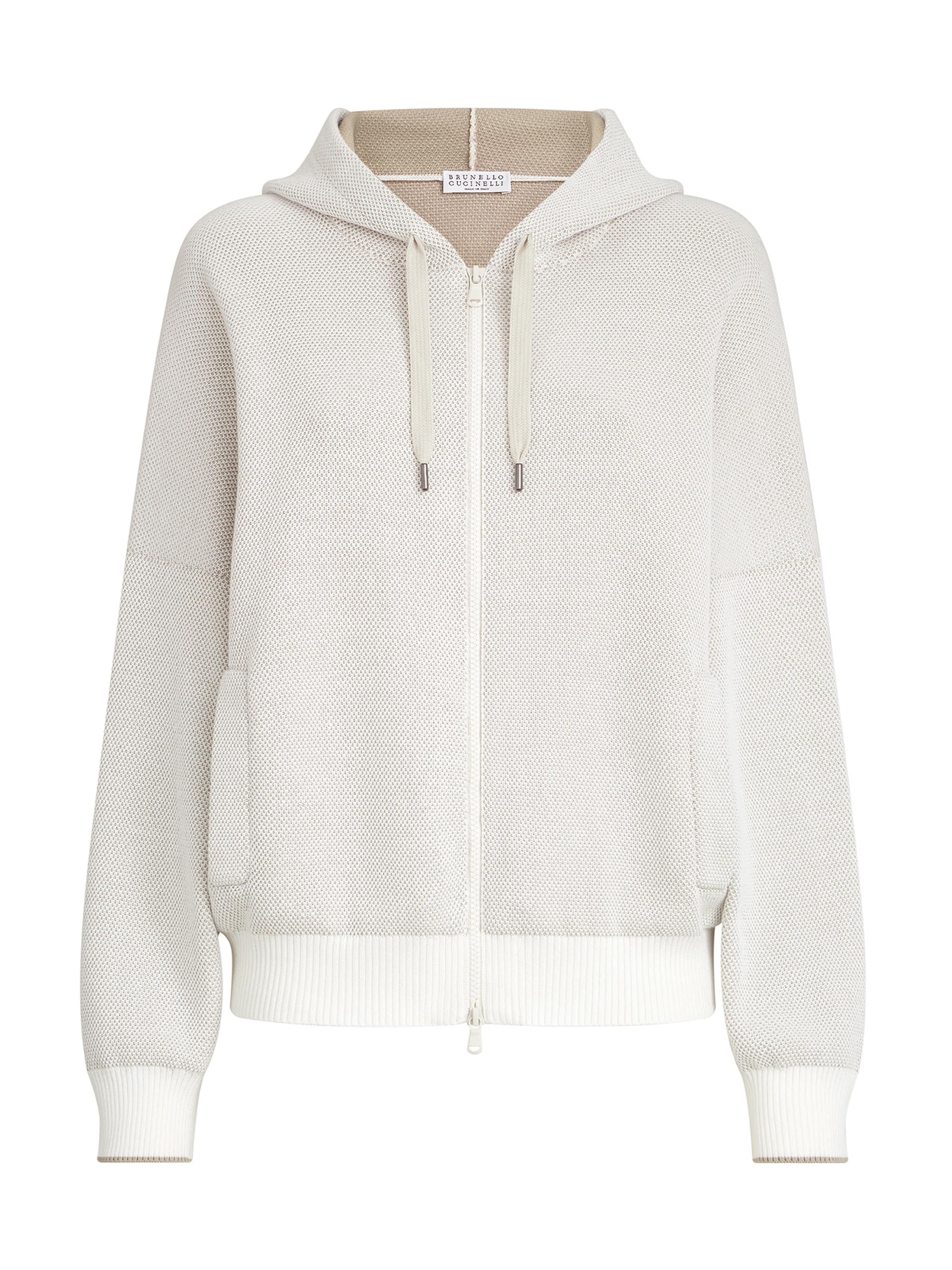 Brunello Cucinelli Women's Cotton Honeycomb Stitch Hooded Jacquard Cardigan - Panama