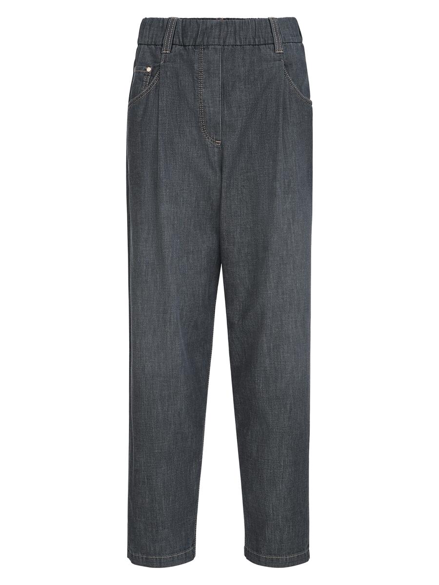 Brunello Cucinelli Women's Lightweight Denim Five Pocket Trousers In Gray