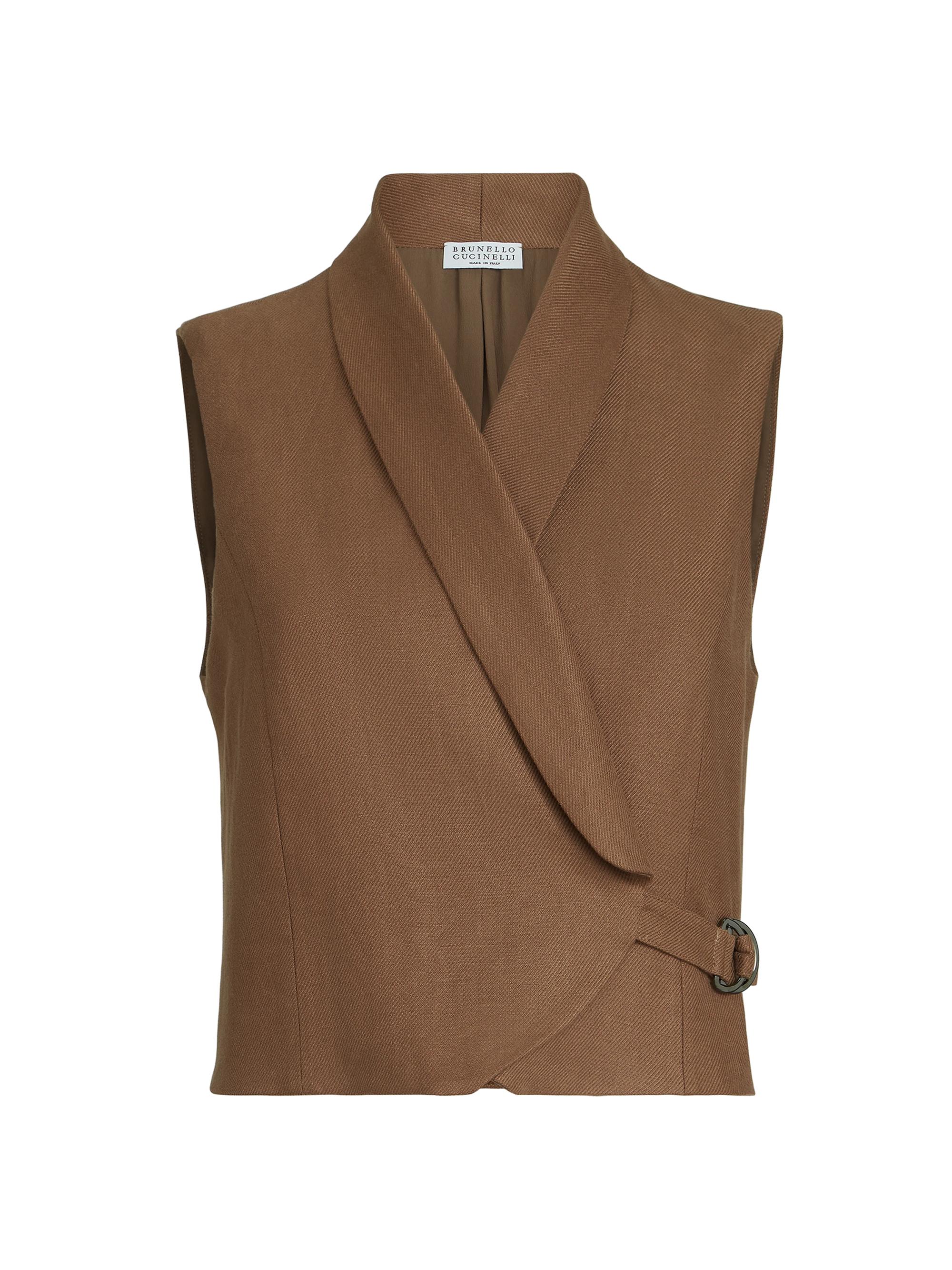 Brunello Cucinelli Women's Linen Diagonal Vest with Monili - Mou