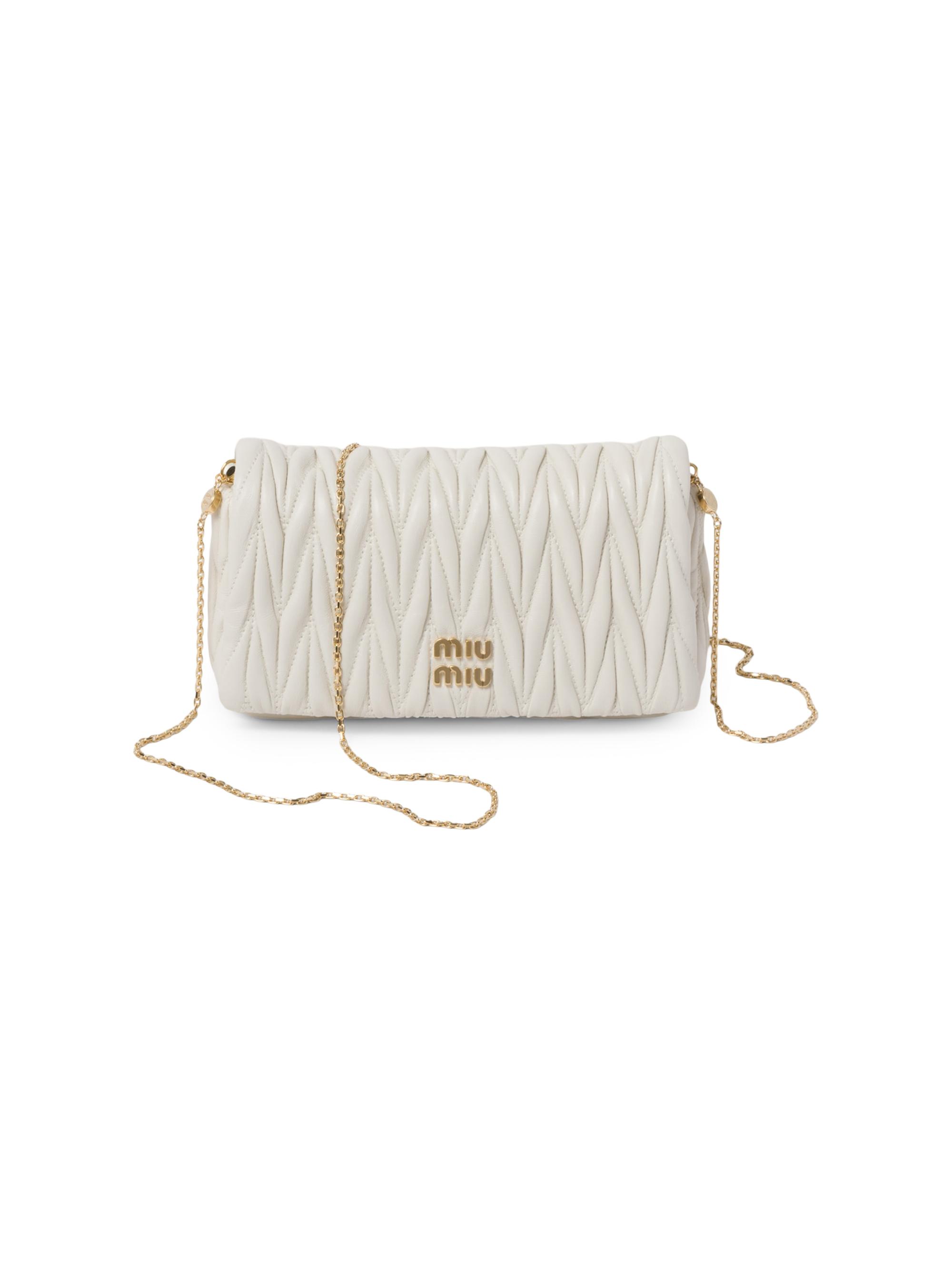 Miu Miu Women's Matelassé Nappa Leather Mini Shoulder Bag - White