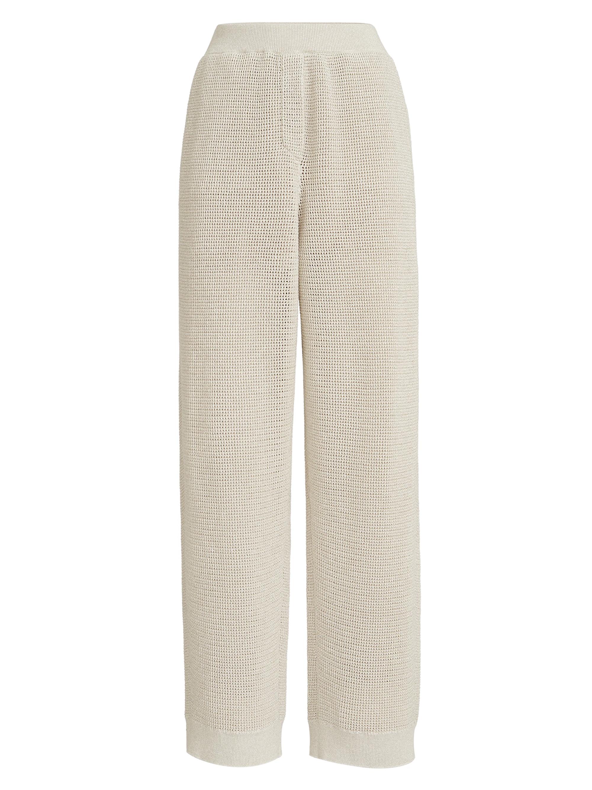 Brunello Cucinelli Women's Cotton Sparkling Net Knit Trousers - Oat