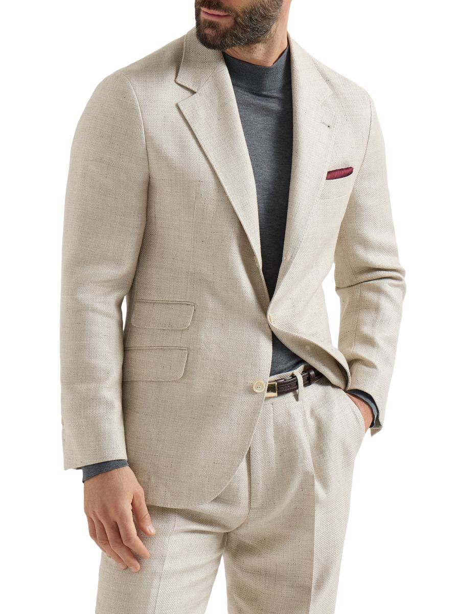 Brunello Cucinelli Silk, Linen and Wool Hopsack Deconstructed