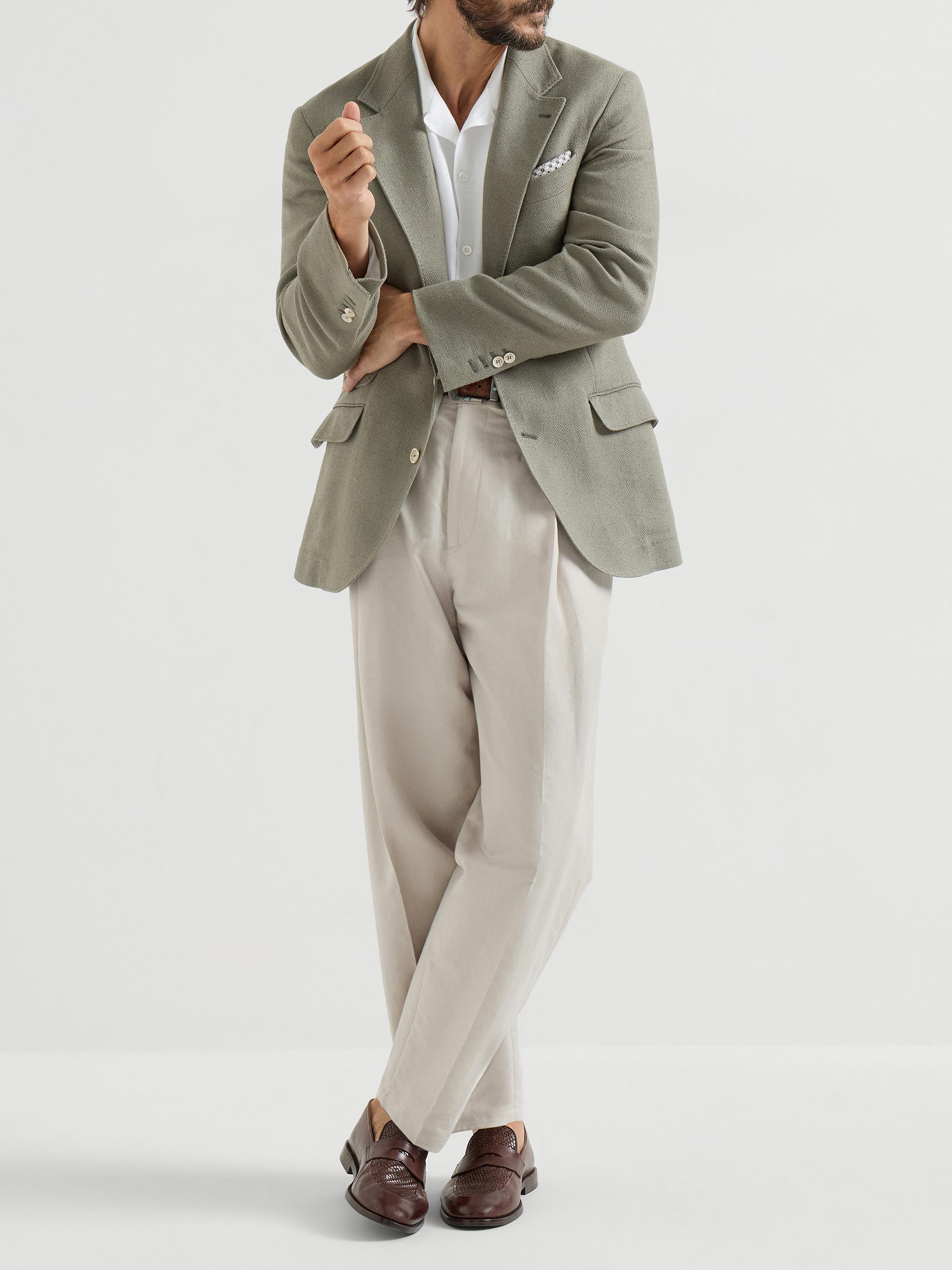 Brunello Cucinelli Silk, Linen and Wool Hopsack Deconstructed