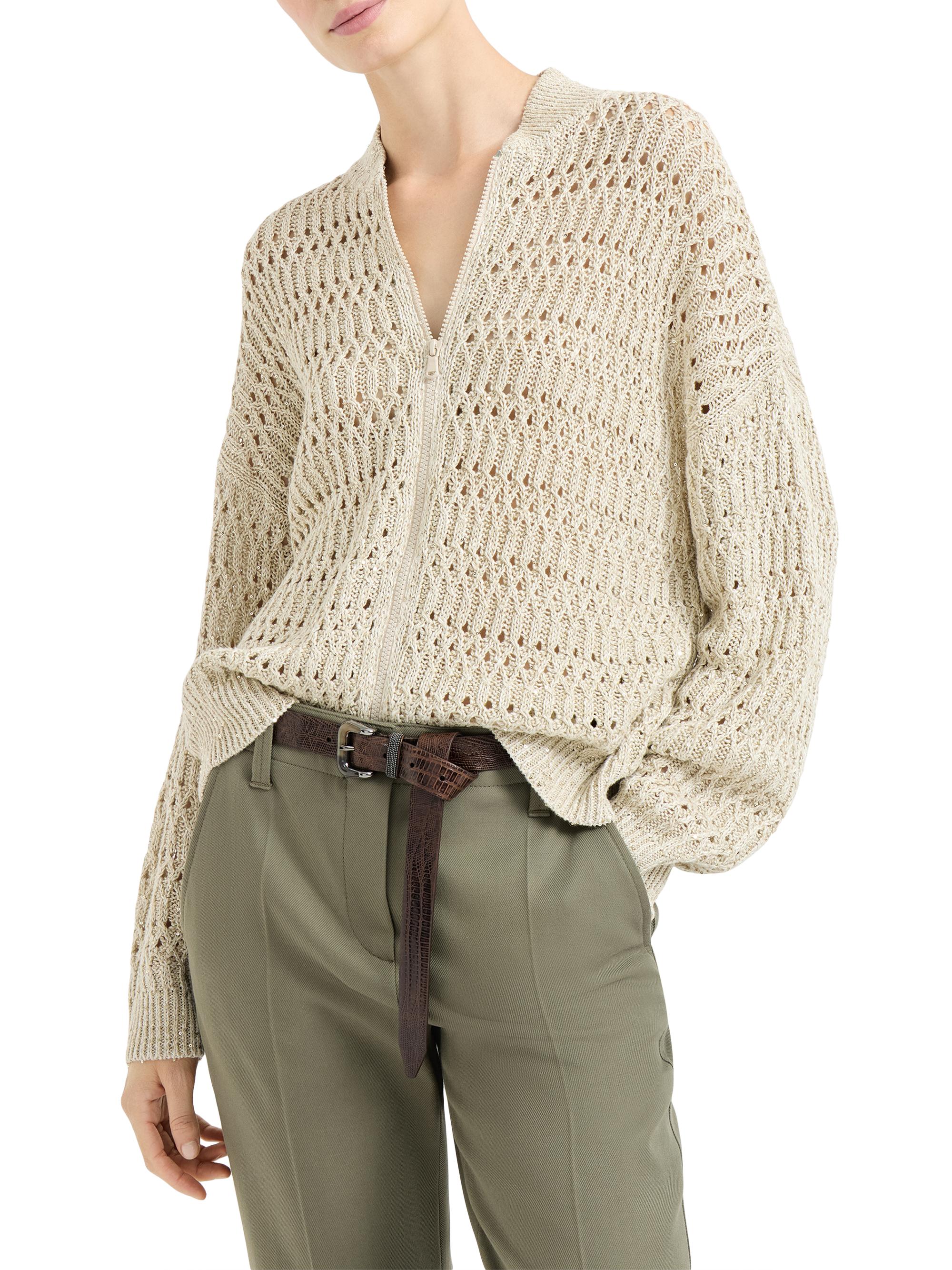Brunello Cucinelli Linen Dazzling Braids Cardigan | Saks Fifth Avenue