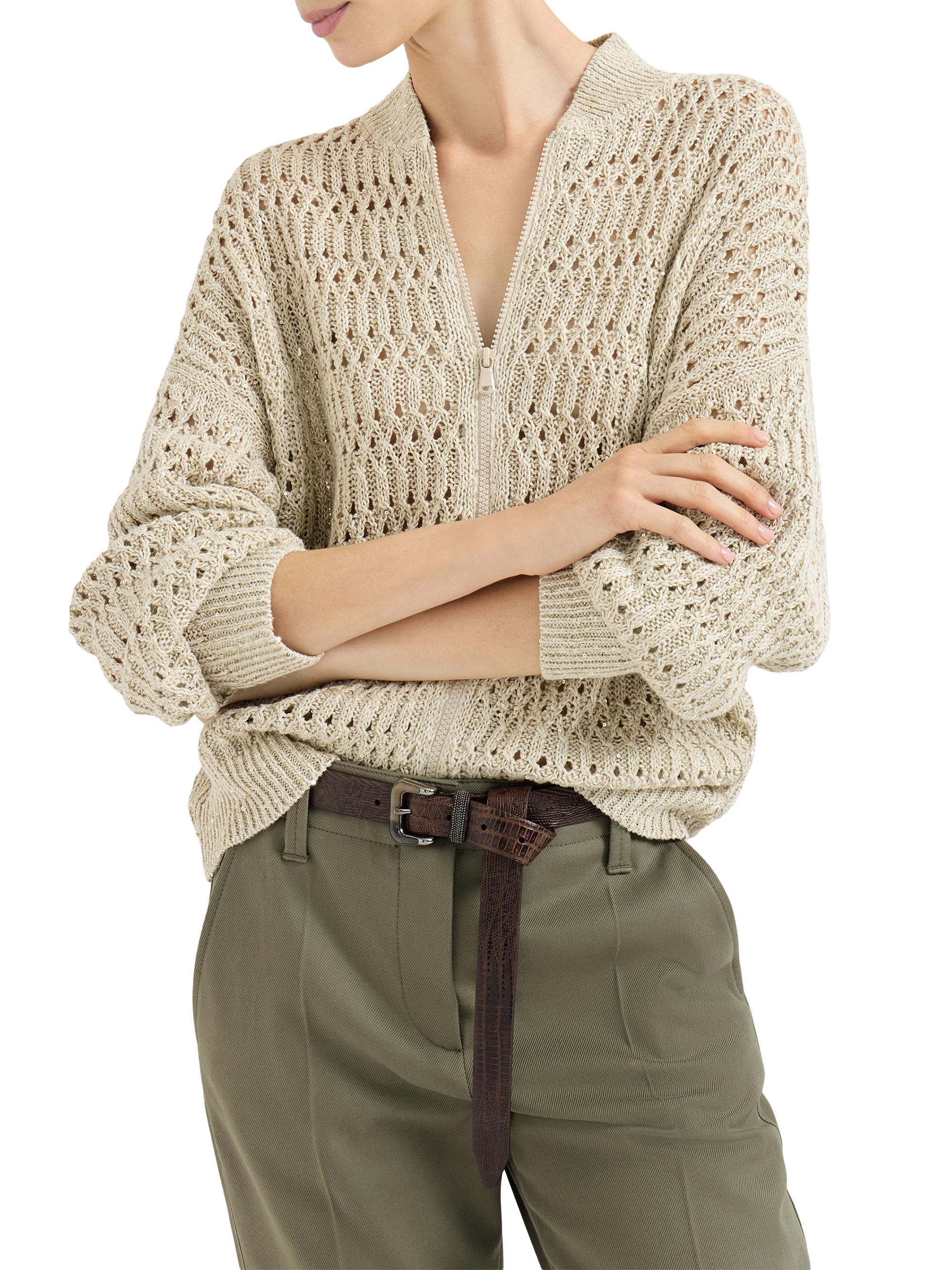 Brunello Cucinelli Linen Dazzling Braids Cardigan | Saks Fifth Avenue